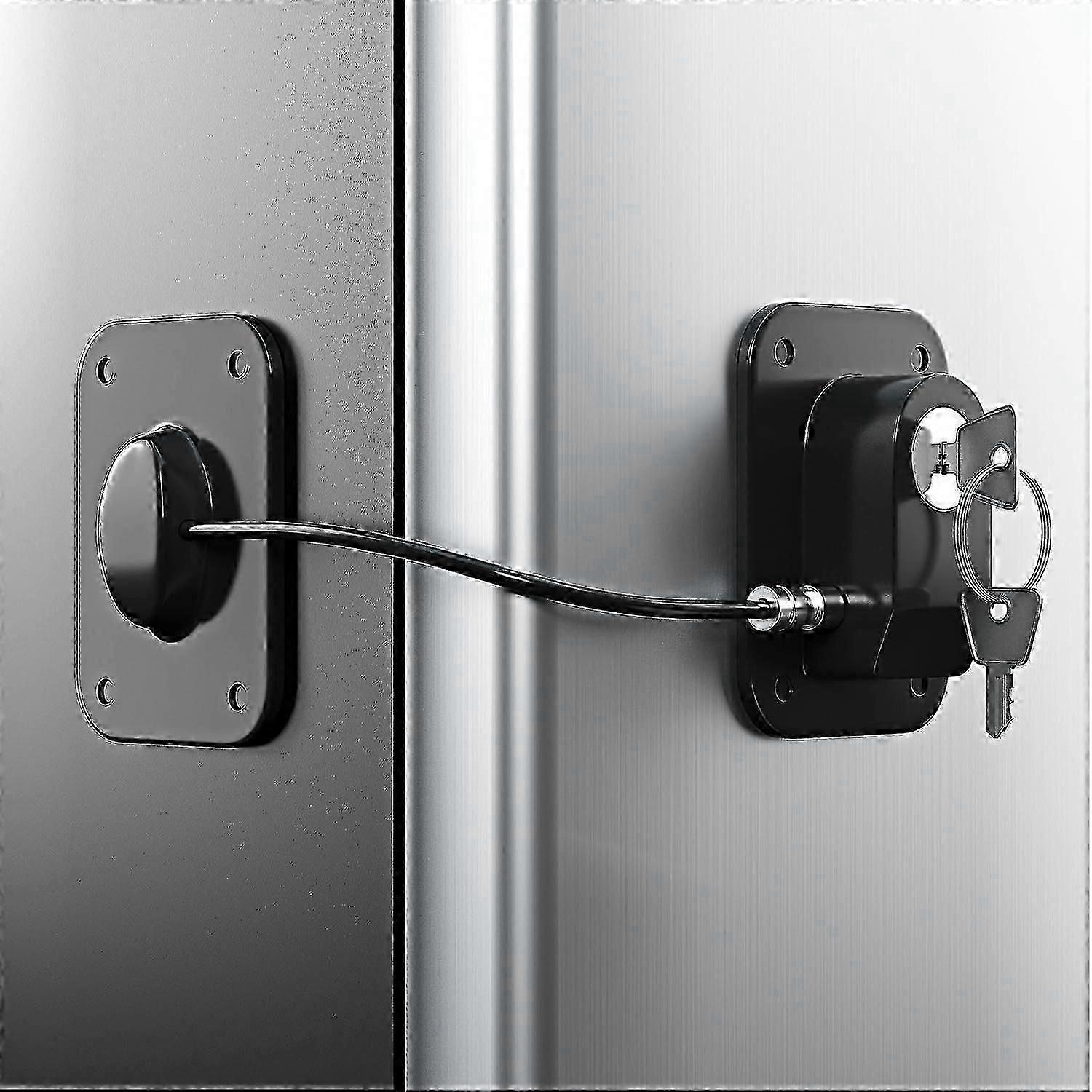 Refrigerator Lock, Fridge Lock with Silicone Wire Protection Fridge Locks for Kids Easy to Use and Install Fridge Locks with Key Surface-Friendly Free