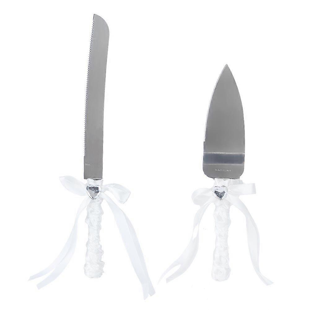 2 Piece Wedding Cake Knife Spatula Server Set Gift Wedding Tableware (Bowknot)