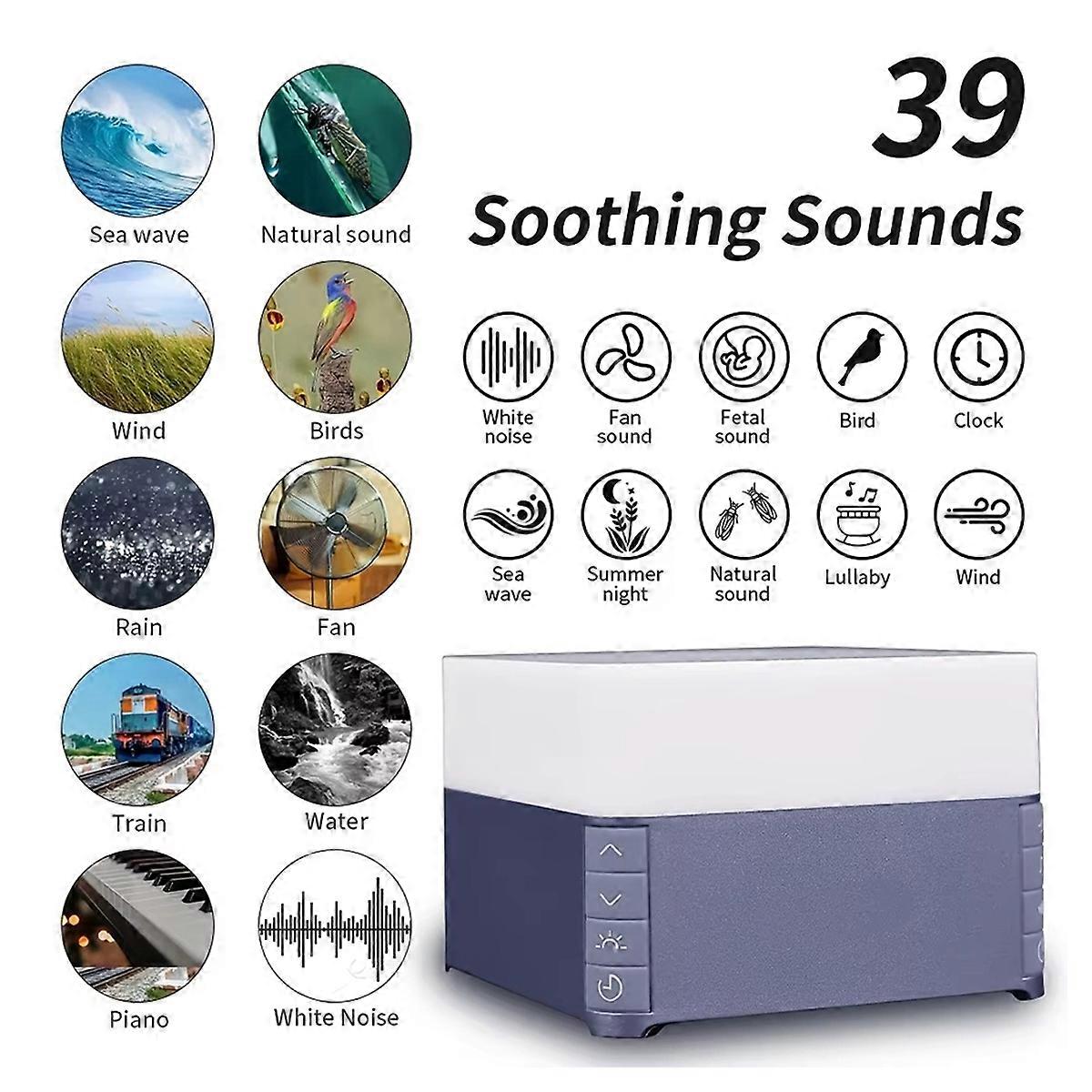 White Noise Machine Baby Audlt Sleep Aid 39 Songs Soothing Sounds with Soft Night Light Timer Noise Player Blue