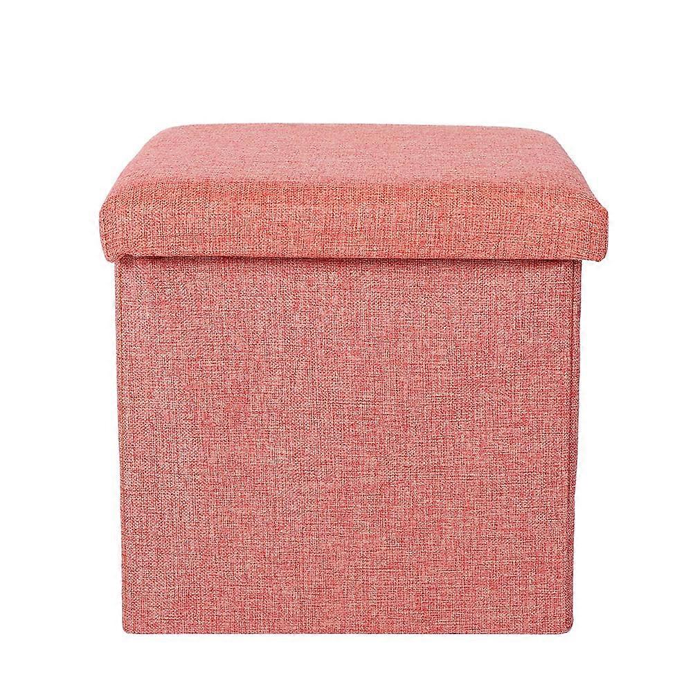 Multi-functional Storage Stool Square Shape Foldable Foot Rest Stool (Orange)