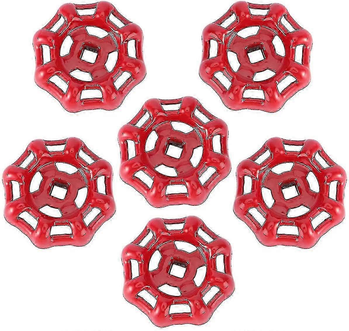 6 Pcs Red 6*6cm Replacement Handwheel Faucet Valve Switch Handles