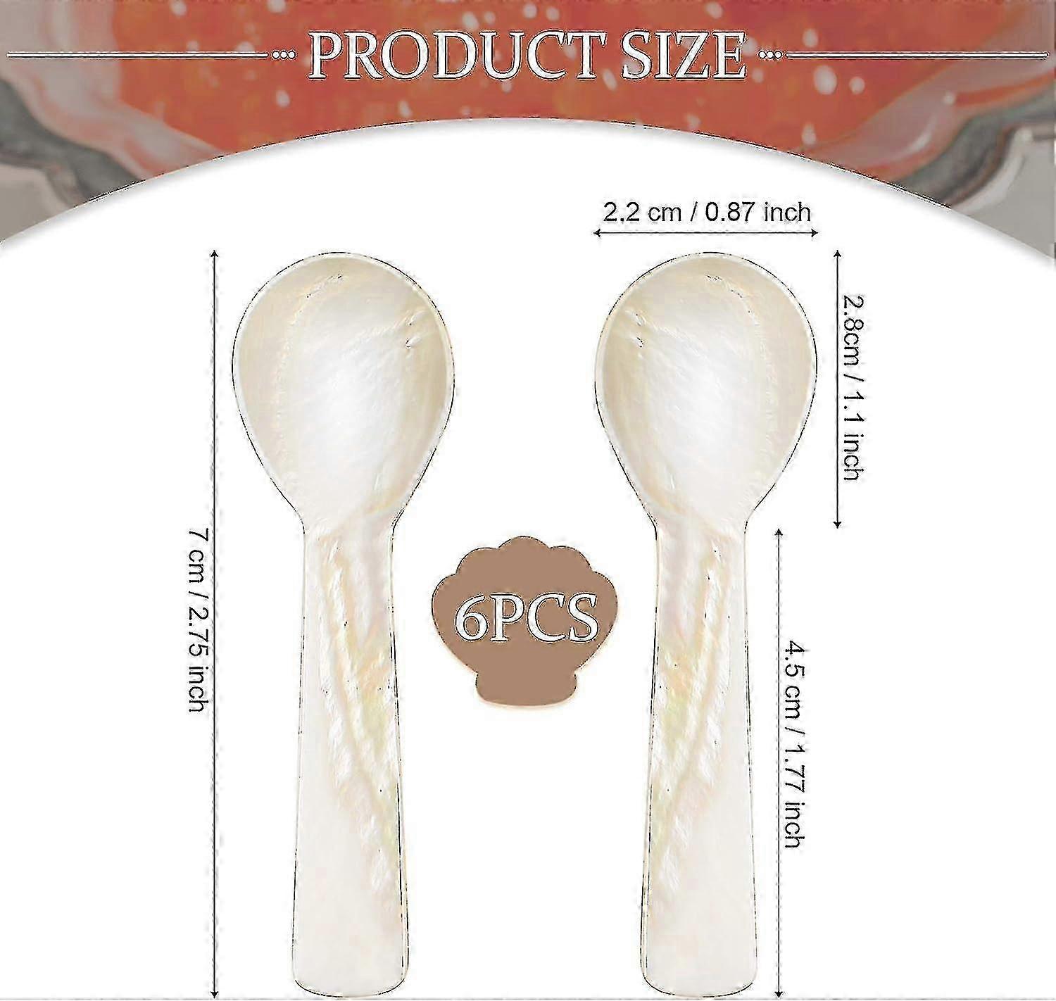 FFY Caviar Spoons Mother Of Pearl Mop Caviar Spoons With Hand Craft W Round Handle For Caviar, Egg, Ice