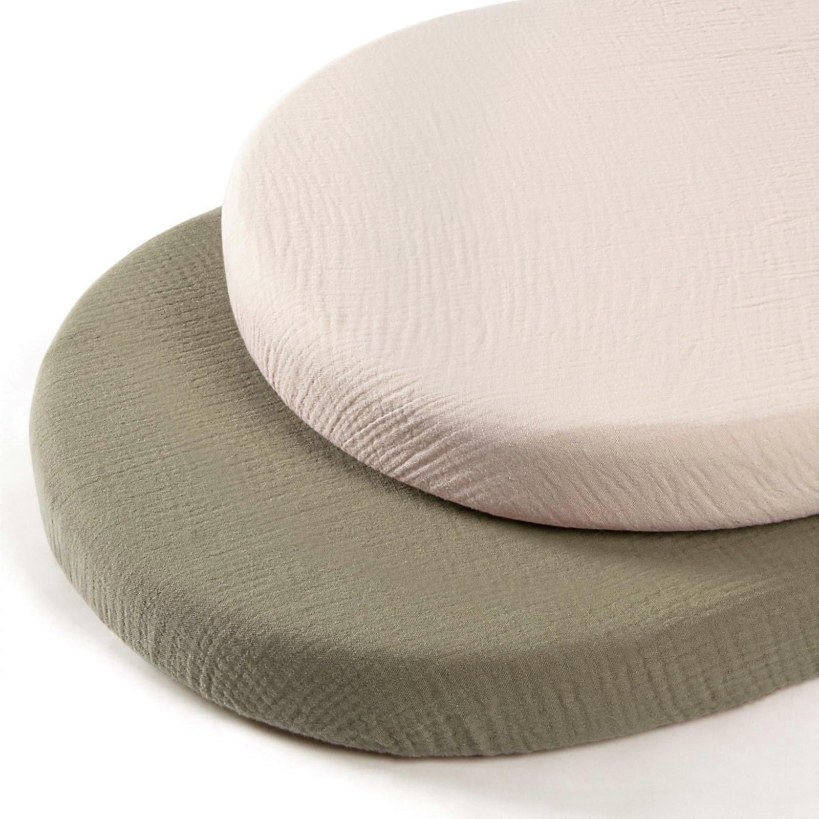 Cotton Neutral Fitted Bassinet Sheets for Oval Rectangle Hourglass Cribs