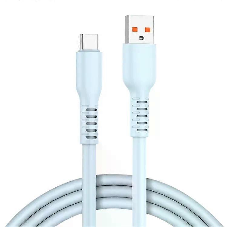 USB-C Data Cable-6A Liquid Silicone,0.5m,Blue-Blue