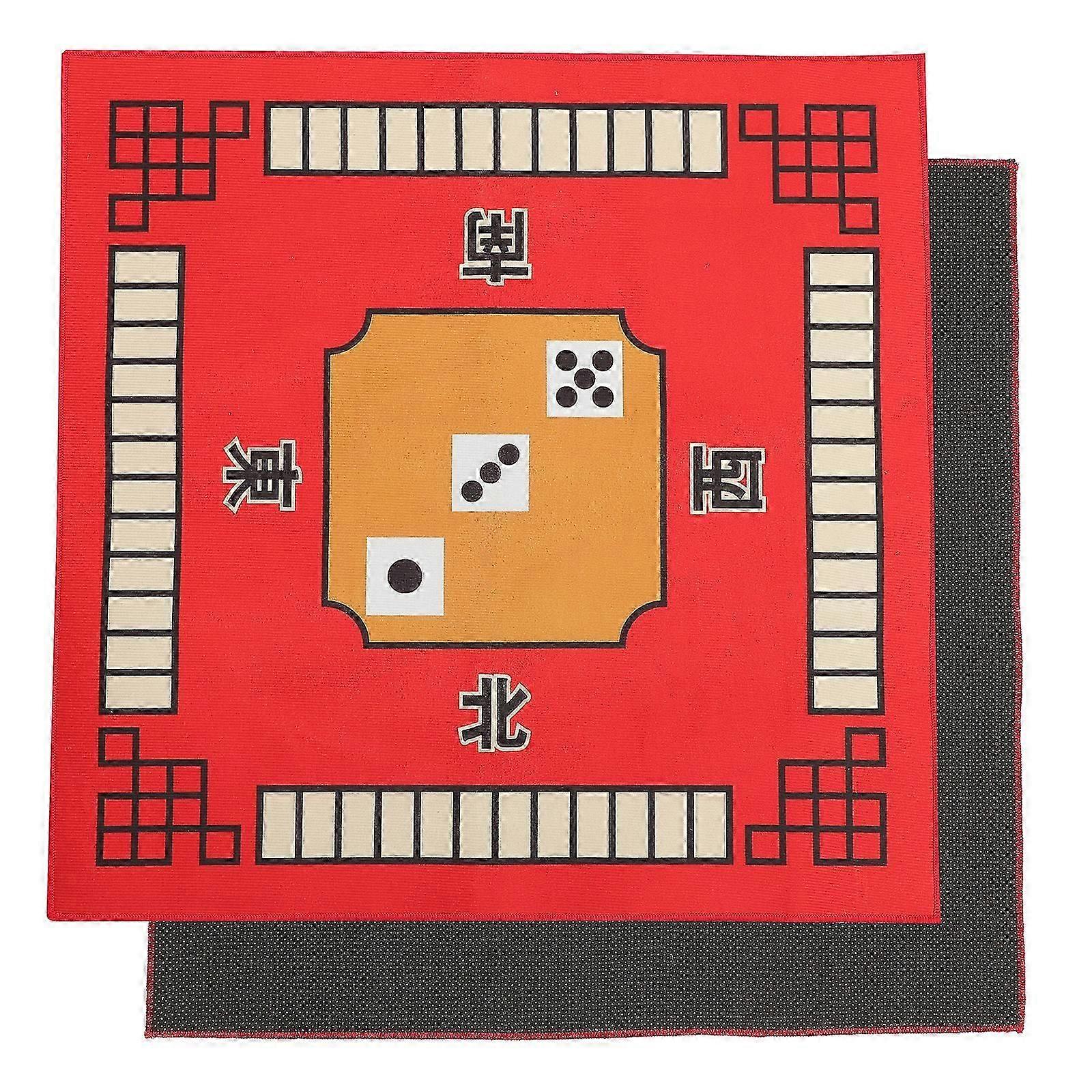 1PC Mahjong Table Cloth Square Shape Mahjong Mat Board Room Mahjong Pad Anti-slip Desktop Cushion for Games Board Games Mahjong Use (Red)