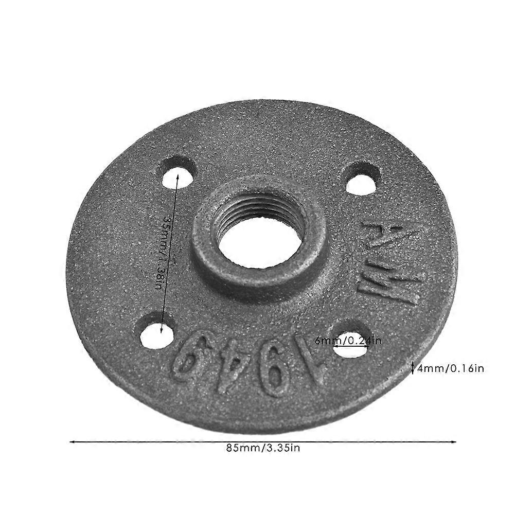 10PCS DN15 1/2in Cast Iron Threaded Wall Flange Base 85mm