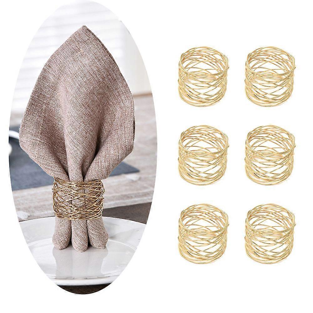 Silver Round Mesh Napkin Ring Holder (Pack of 6)