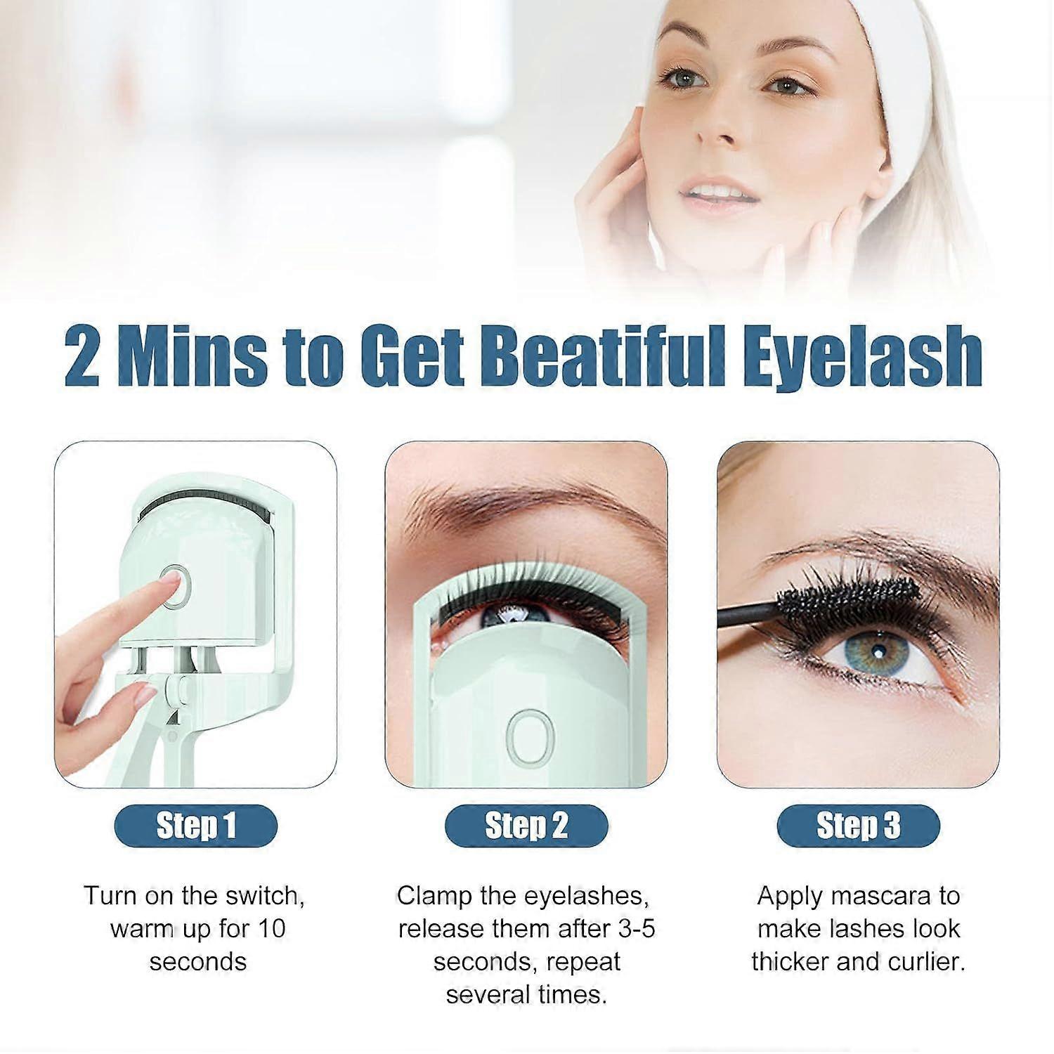 Heated Eyelash Curler with 2 Heat Modes, Green