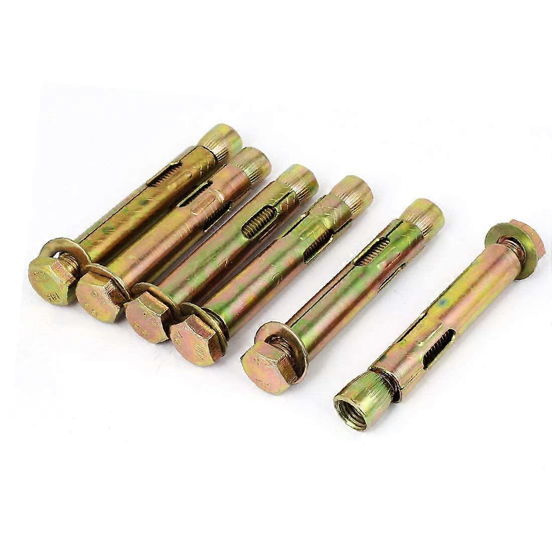 M12x100mm Yellow Zinc Plated Hex Head Expansion Bolts Sleeve Anchor Screw 6pcs (Color : Multiple Colors)