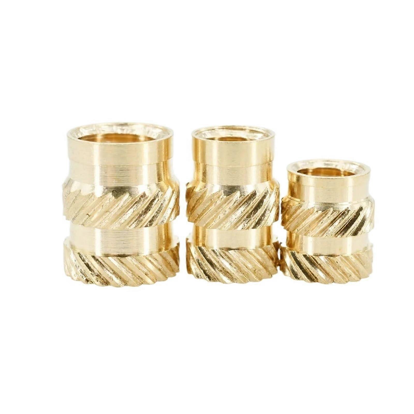 100 Stück M2 M2,5 M3 M4 M5 M6 M8 Hitze Messing Einsatzmutter Doppelt gerändelte Schmelzeinsätze PCB 3D-Druck Einsatz Einsatzmutter Kupfer (Länge 10 mm, M4 (OD7 mm))