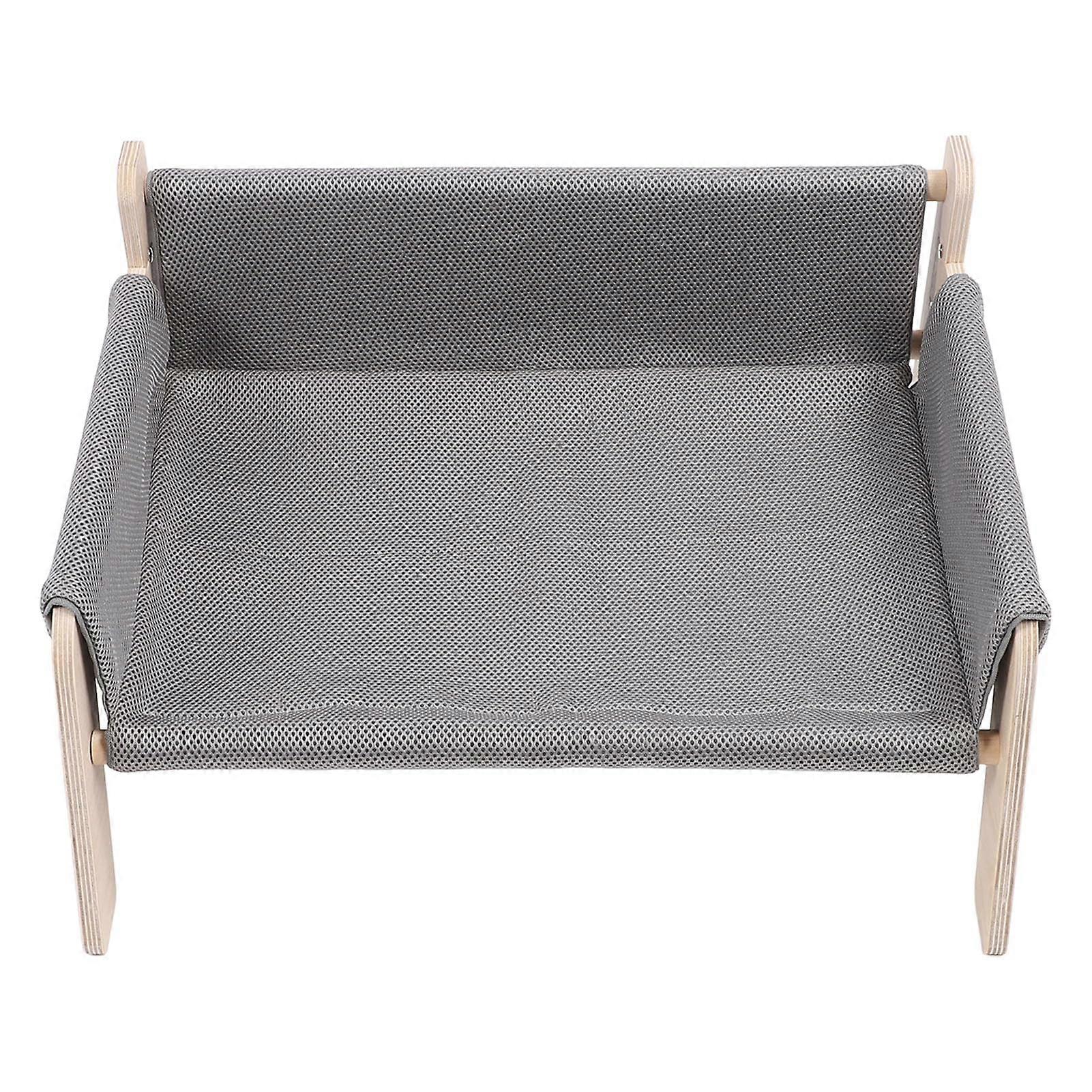Pet Couch Bed for Cats and Dogs, Elevated Gray Sofa Bed with Scratcher and Hammock for Small Pets