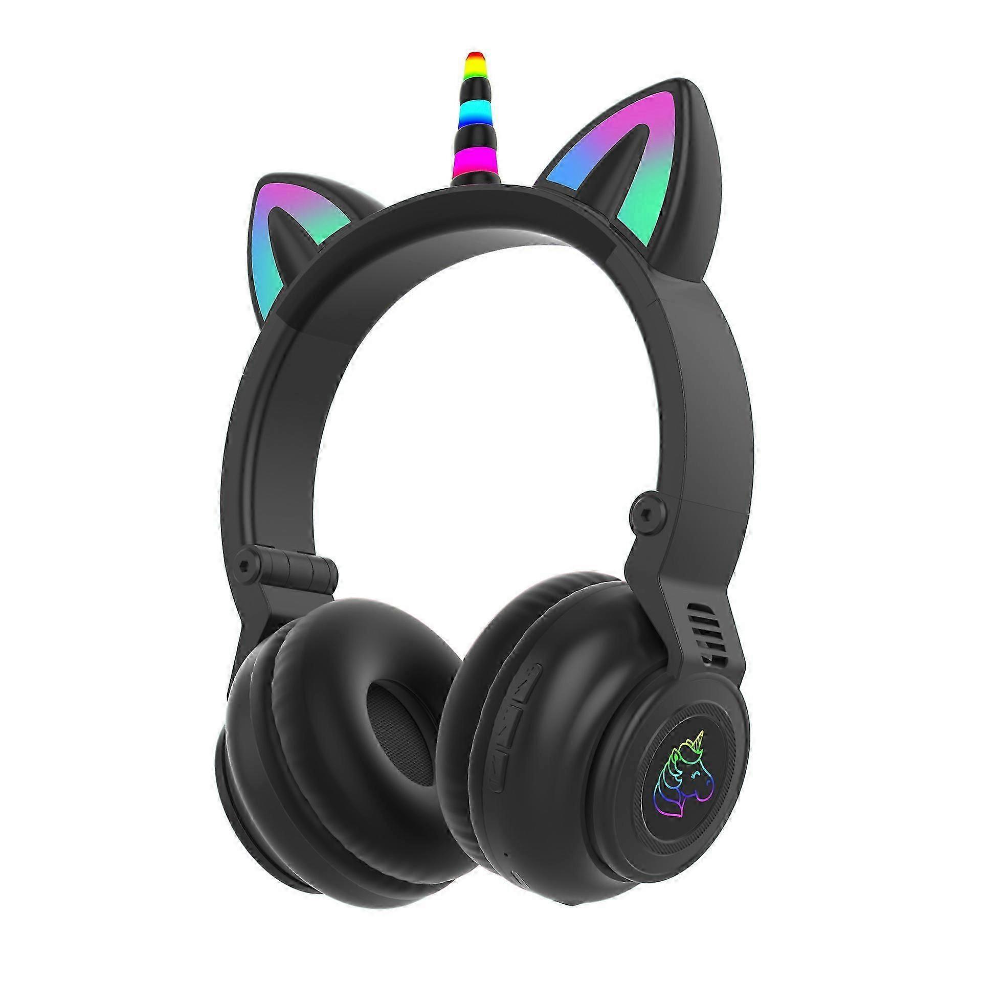 Unicorn Kids Wireless Headphones With Mic Rgb Light Music Stereo Earphone Bluetooth Headset For Pc Mobile Phone Children's Gift