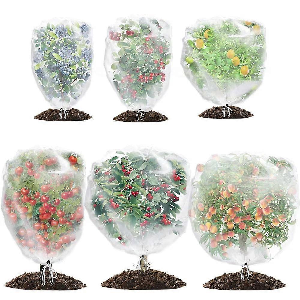 6 Packs Garden Netting Pest Barrier with Drawstring, 4.9Ft x 3.3Ft3.3FT x 2.7FT Fruit Covers