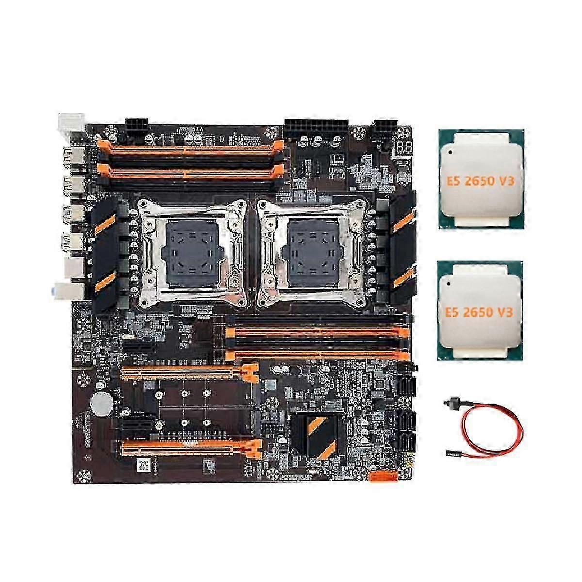 X99 Dual Cpu Motherboard Lga2011 Support Ddr4 Ecc Memory Computer Motherboard+2xe5 2650 V3 Cpu+swit