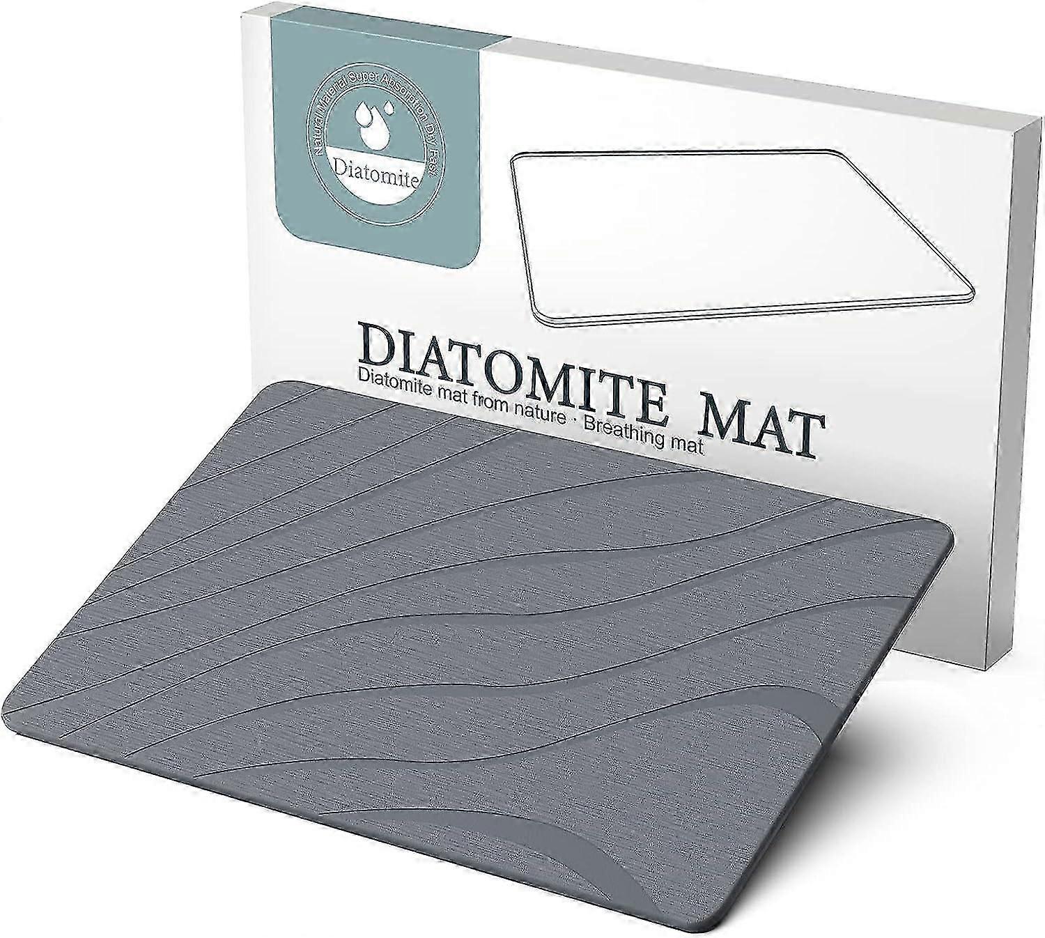 Stone Bath Mat ,Diatomaceous Earth Shower Mat Nonslip Super Absorbent Quick Drying Bathroom Floor Mat for Kitchen Counter , Natural Bathroom Mat Stone