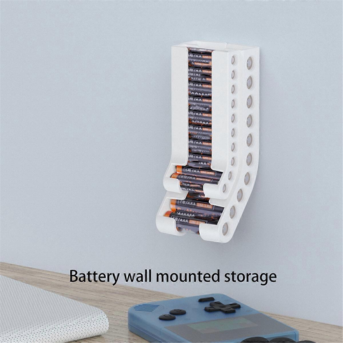 AA/AAA Battery Storage Bracket Combination Battery Storage Box-White