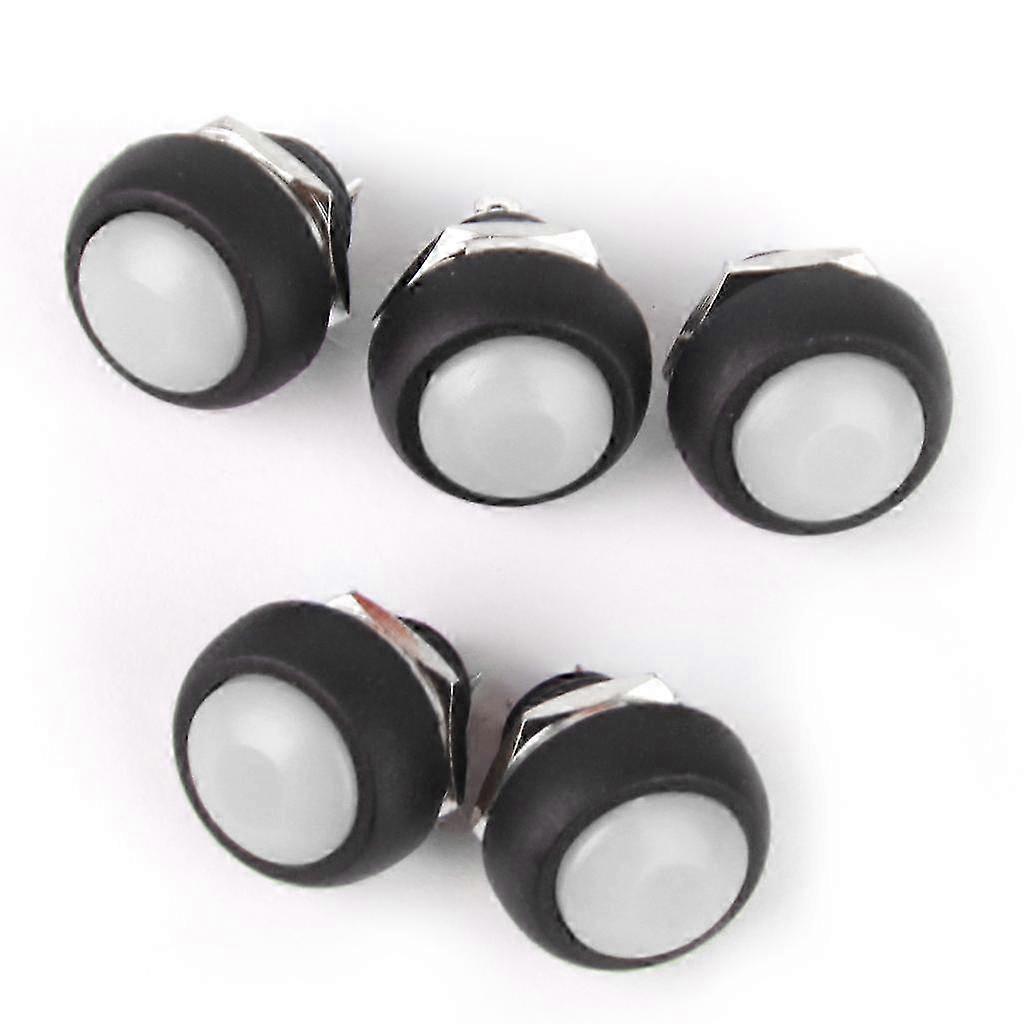 5pcs Momentary OFF-(ON) Push Button Horn Switch for Boat/Car Waterproof-color: White