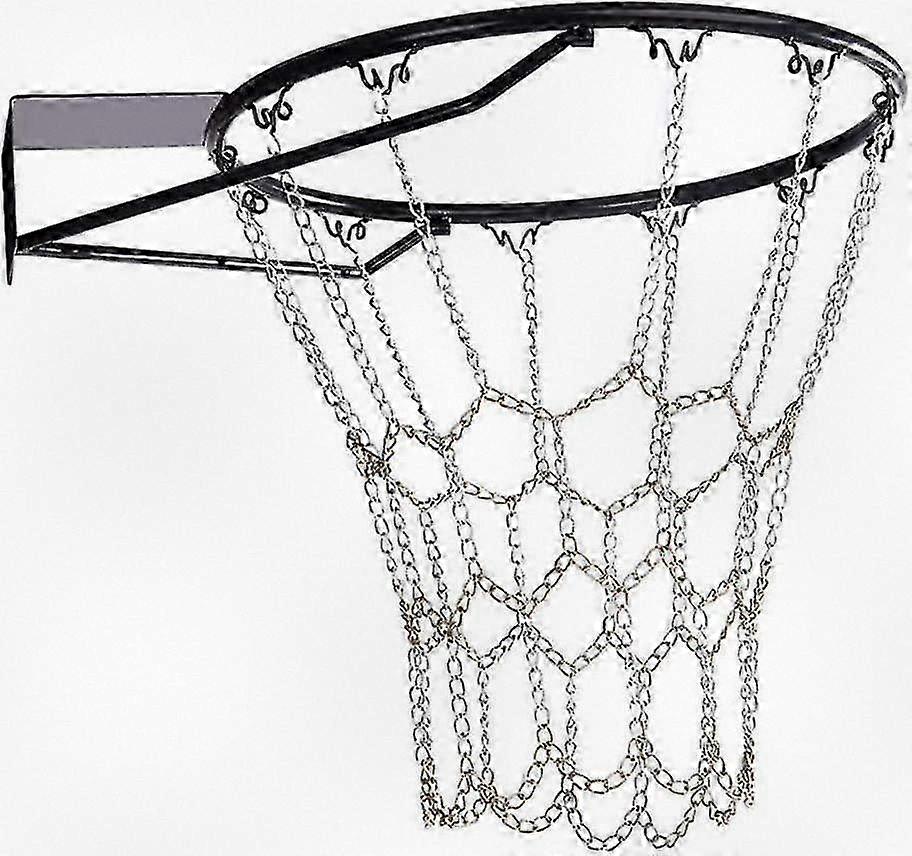 Metal Chain Basketball Net Replacement Suitable for Standard Rim with 12 Hooks for Outdoor and Indoor Use, Iron Chain Design Basketball Net