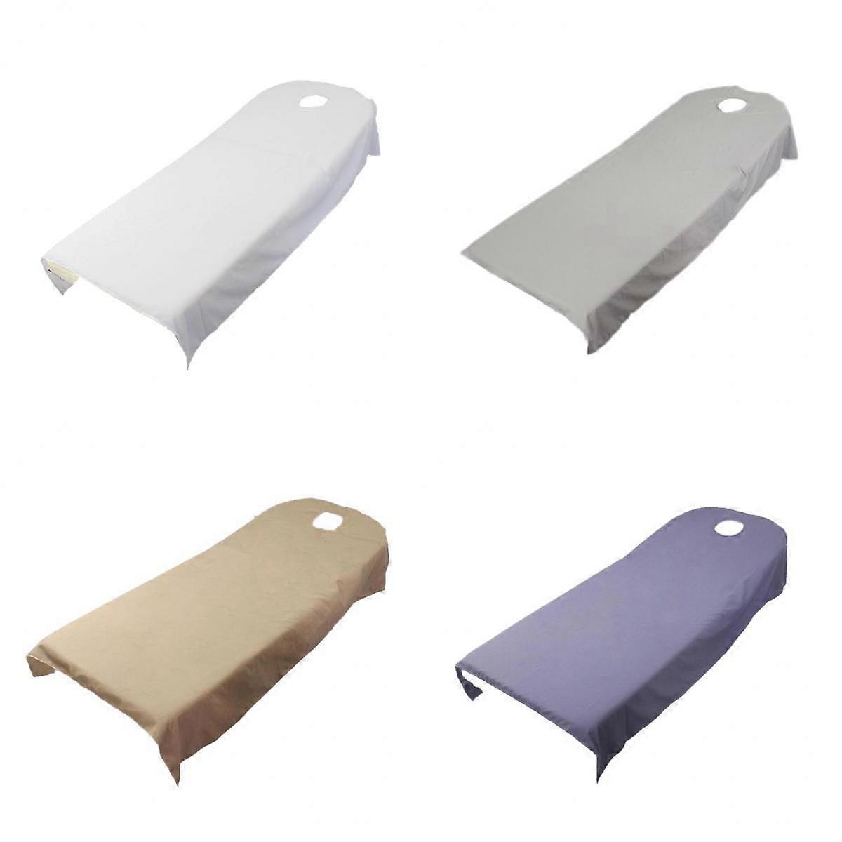 4pcs Soft Brushed Polyester Massage Bed Flat Sheet Table Cover With Hole