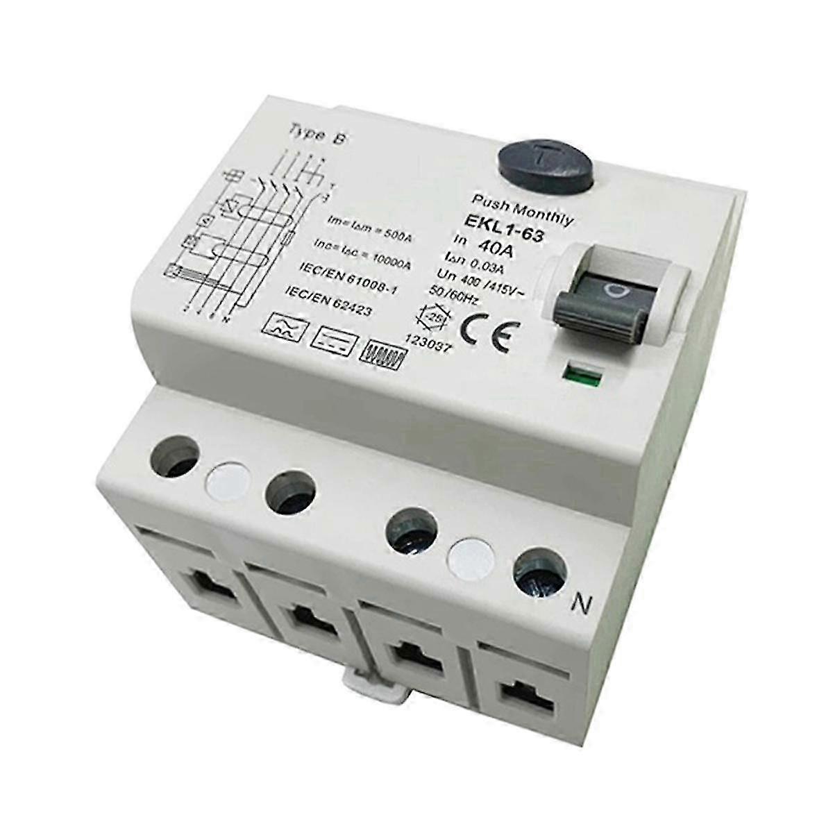 Type B RCCB 40A 4P 10kA 30mA RCD Residual Current Circuit Breaker Leakage Protection