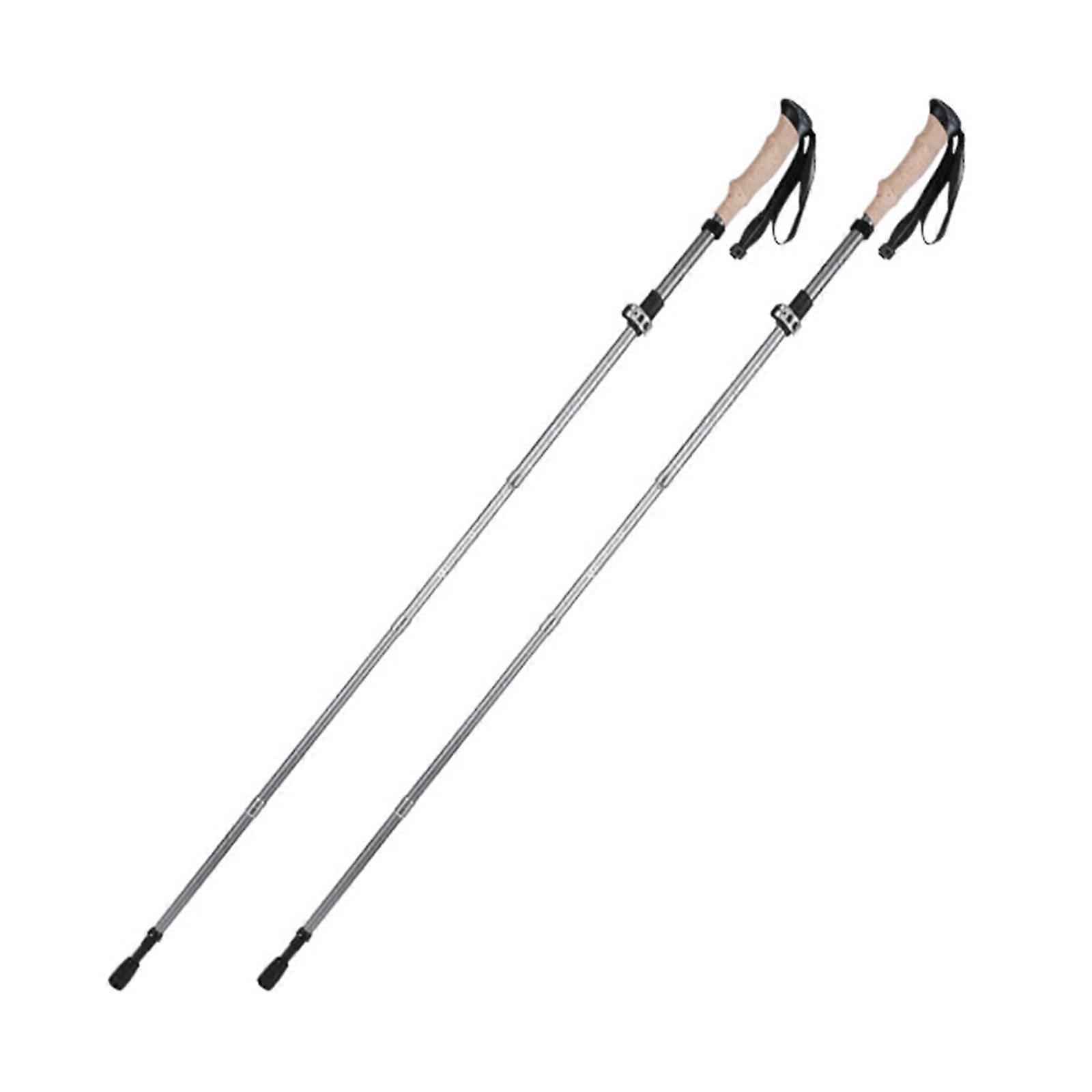 Folding Walking Stick with Long Handle and Lock for Men and Women, Light Weight Foldable Trekking Poles for Hiking space silver