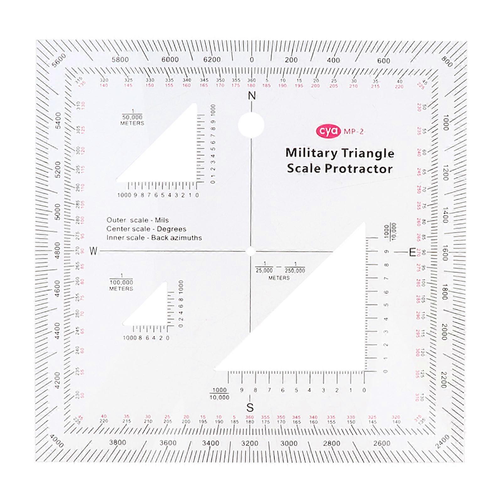 5x5'' Military MGRS Coordinate Scale Map Reading and Land Navigation Topographical Map Scale Protractor 3 Kinds of Scale Multicolor