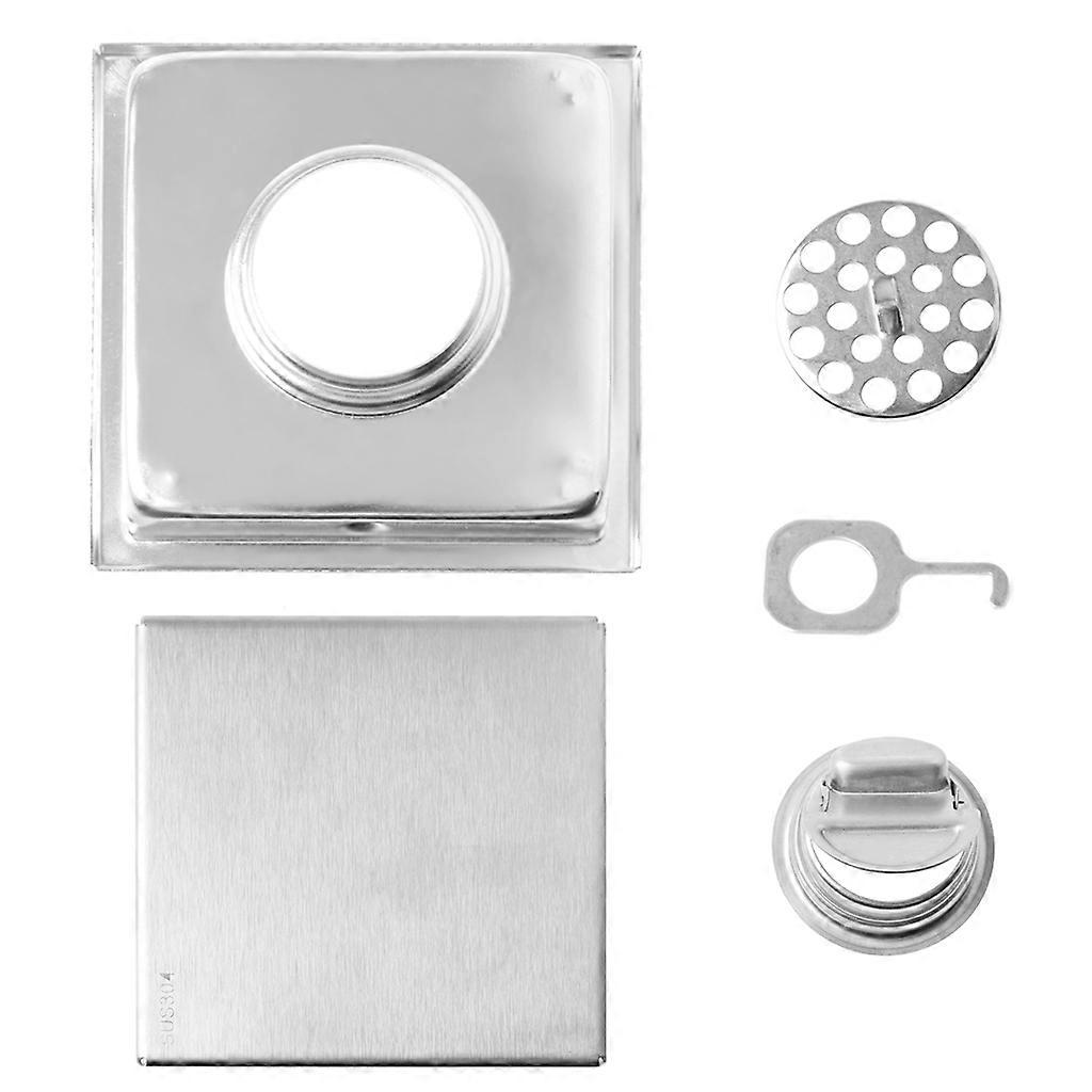 Stainless Steel 15x15cm Square Shower Floor Drain Tile Insert Grate Invisible Multicolor