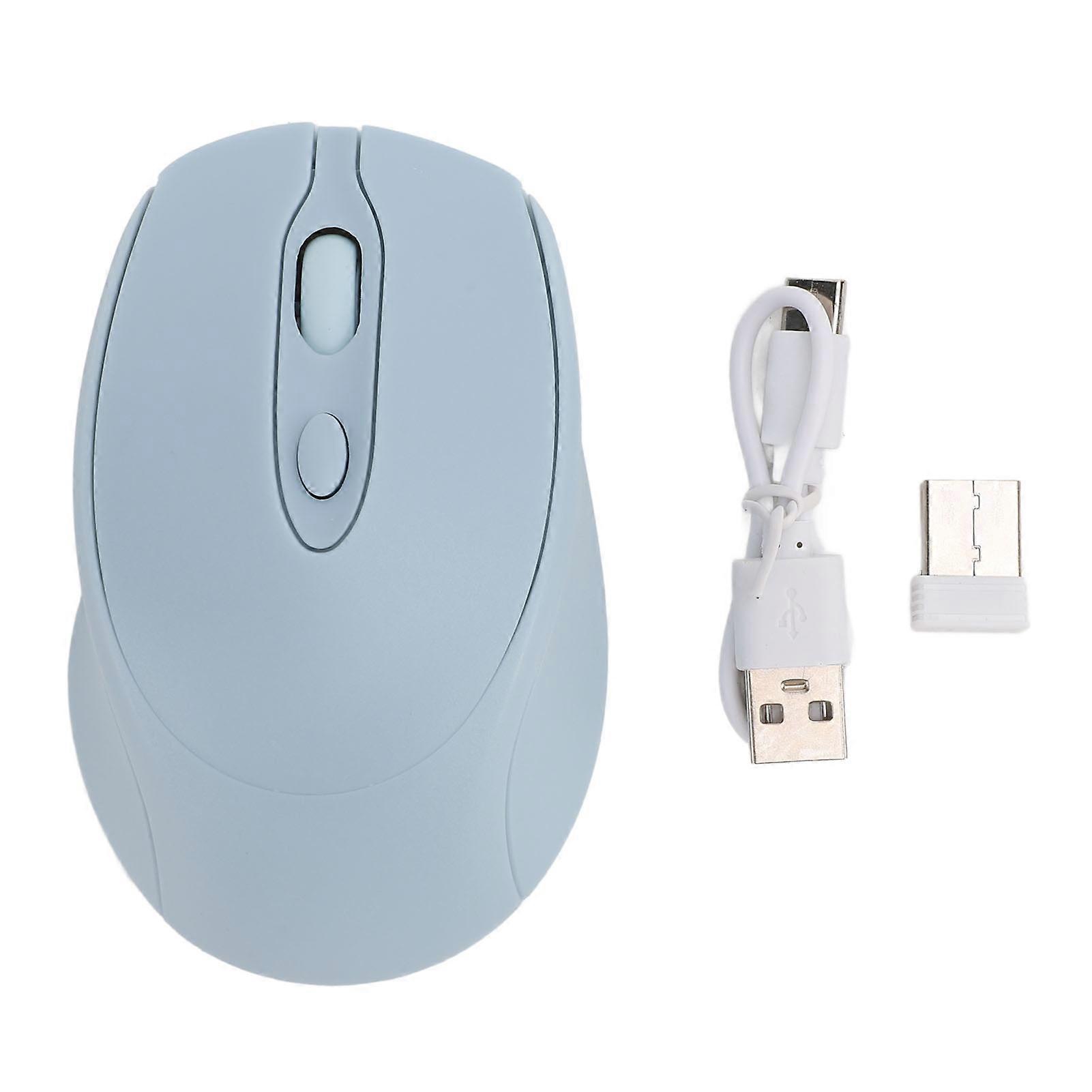 Souris sans fil Bluetooth 5.0 2.4G double mode avec récepteur USB pour téléphone portable PC 800 1200 1600 DPI silencieuse rechargeable Bleu