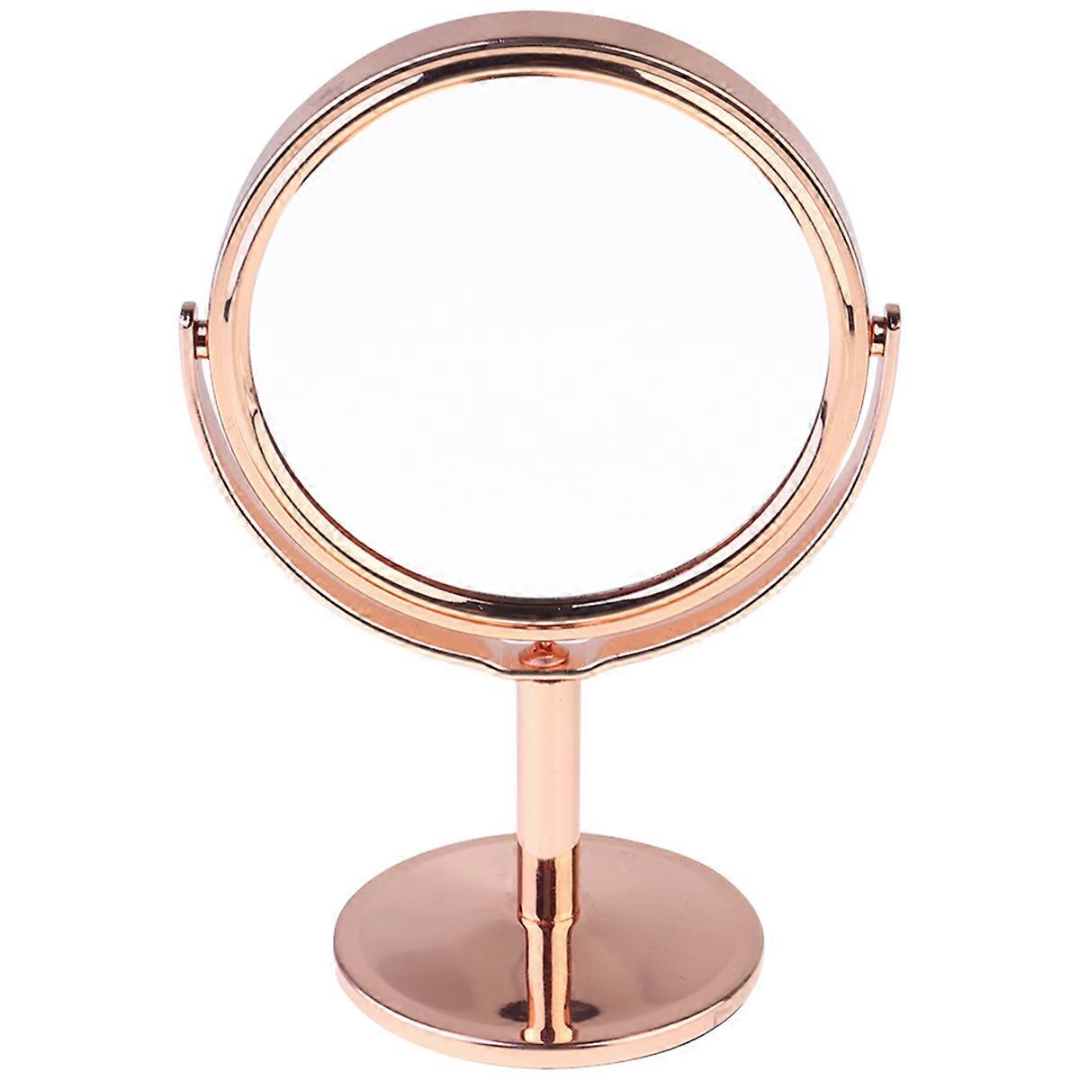Double Side Cosmetic Mirror Desktop 3X Magnification Makeup Mirror for Home (Golden)