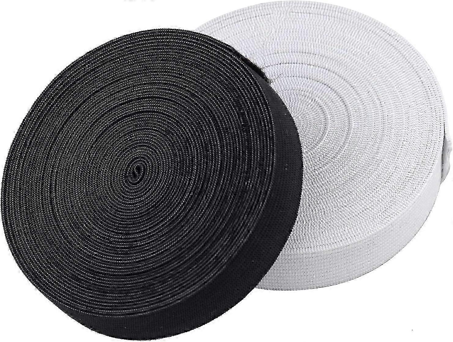 2 Rolls 5m 20mm Strong Elastic Bands for DIY Sewing (Black+White)