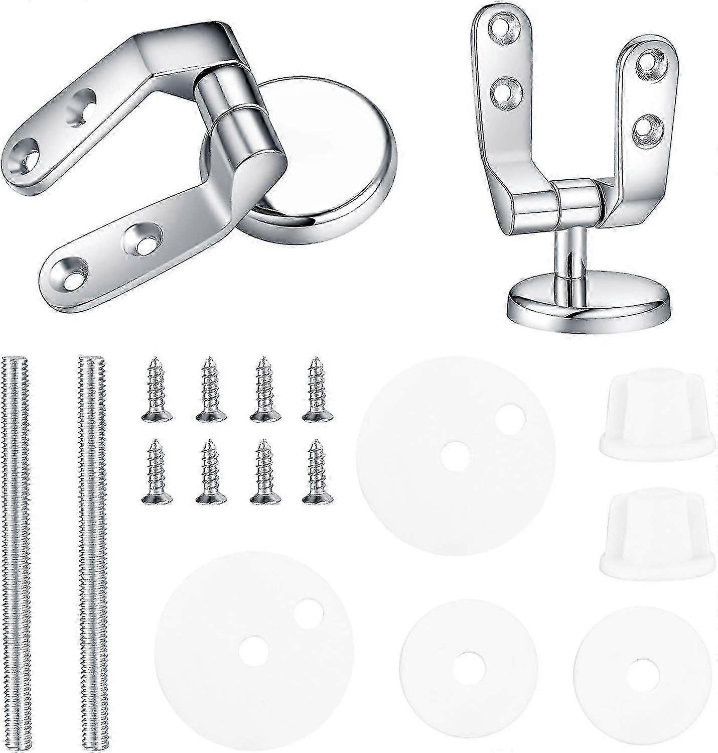 Chrome Toilet Seat Hinges Replacement (2 Pcs) - Universal Fit for Most Toilets