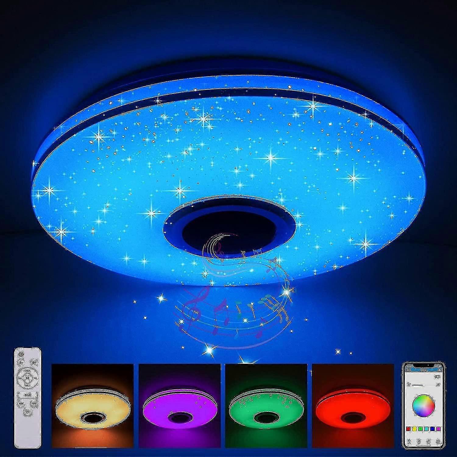 36W Dimmable LED Ceiling Light with Bluetooth Speaker, Remote & App Control for Smart Home