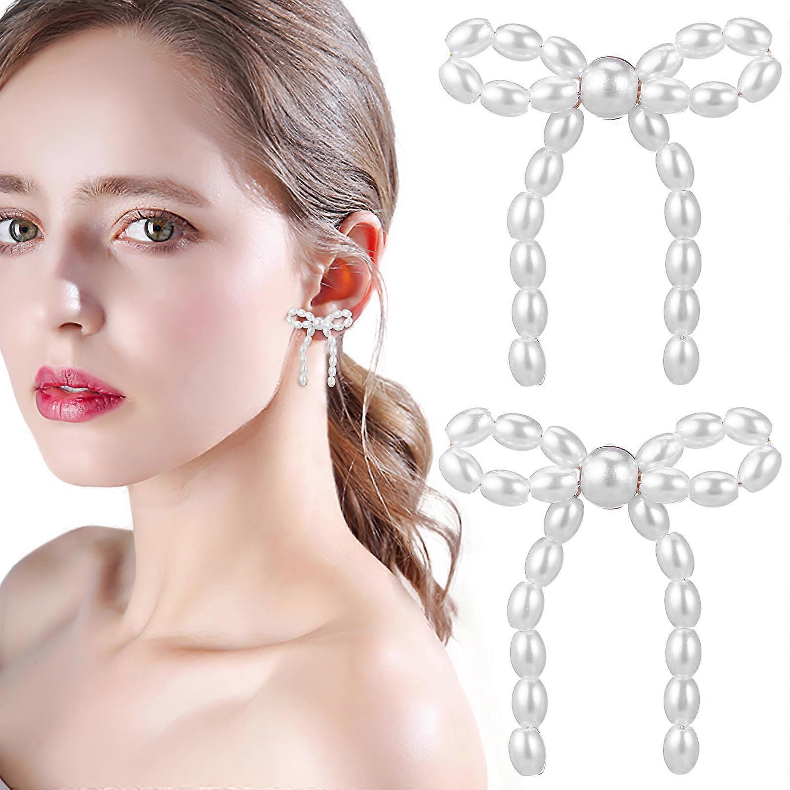 an elegant and polished product description for your **Pearl Bowknot Drop Earrings**, perfect for use in online listings or marketing materials: