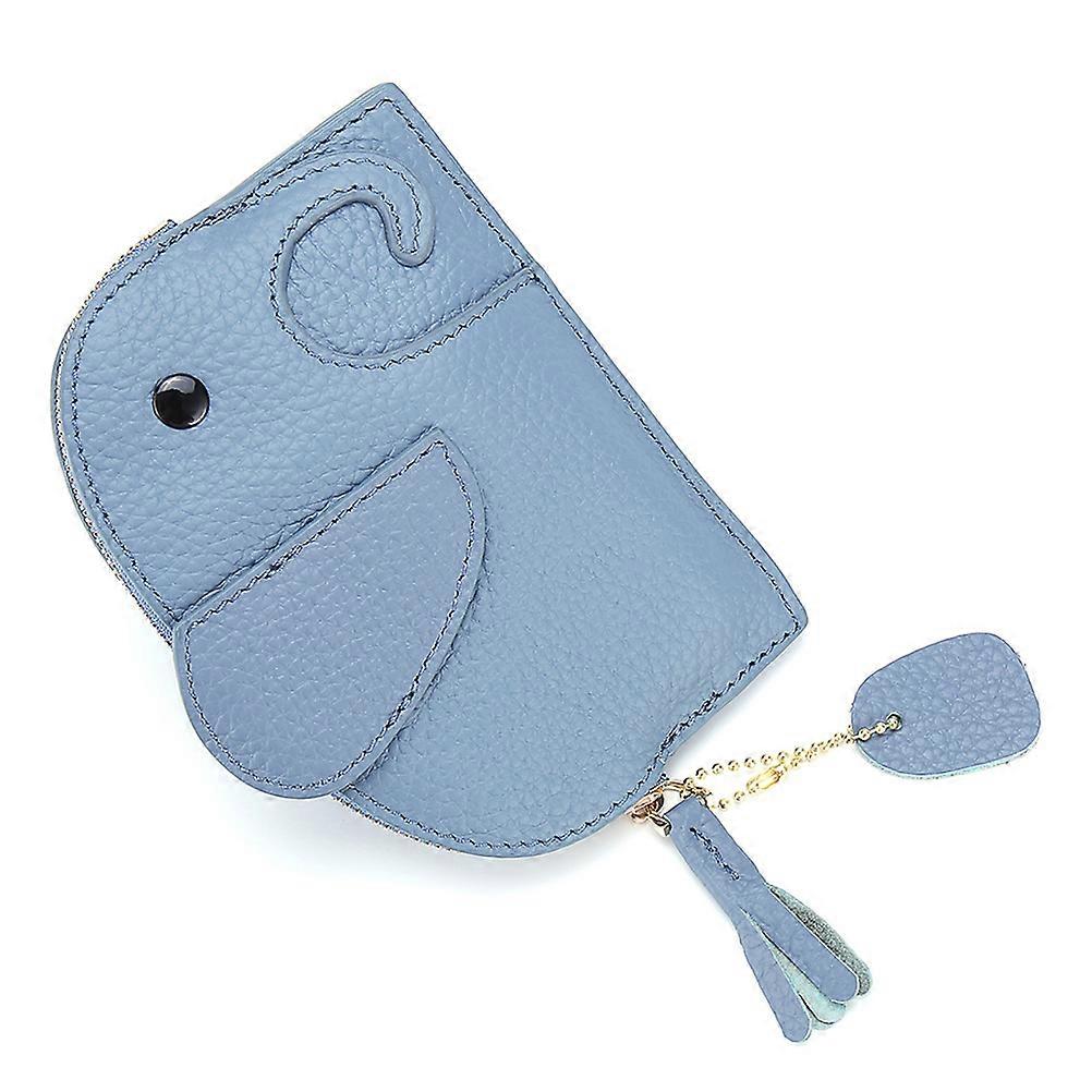 Zipper Coin Purse Leather Elephant Shaped Mini Wallet for Women Daily Use 1Pc Sky-Blue