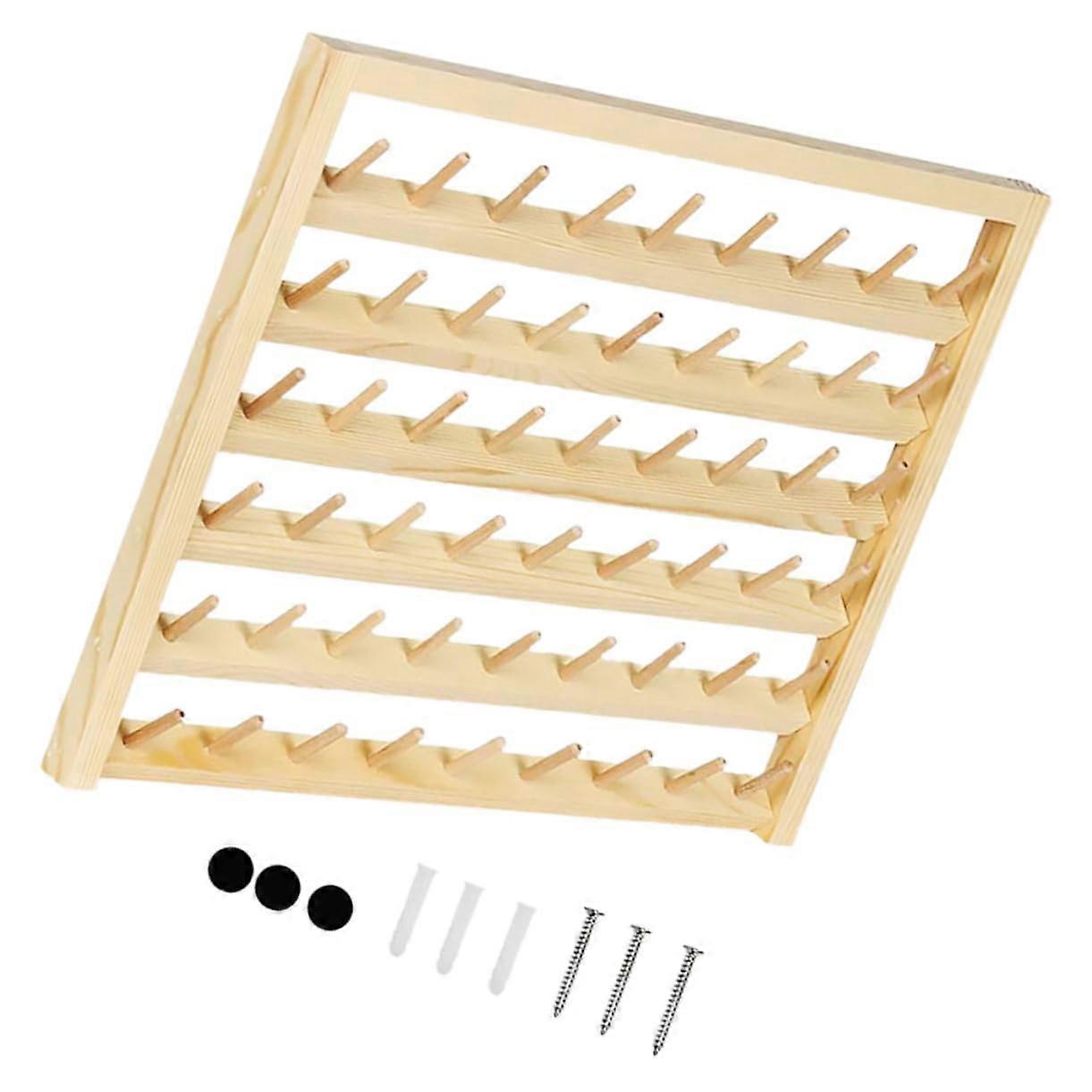 1 set yarn holder wood spools wall mount for stitching quilting durable