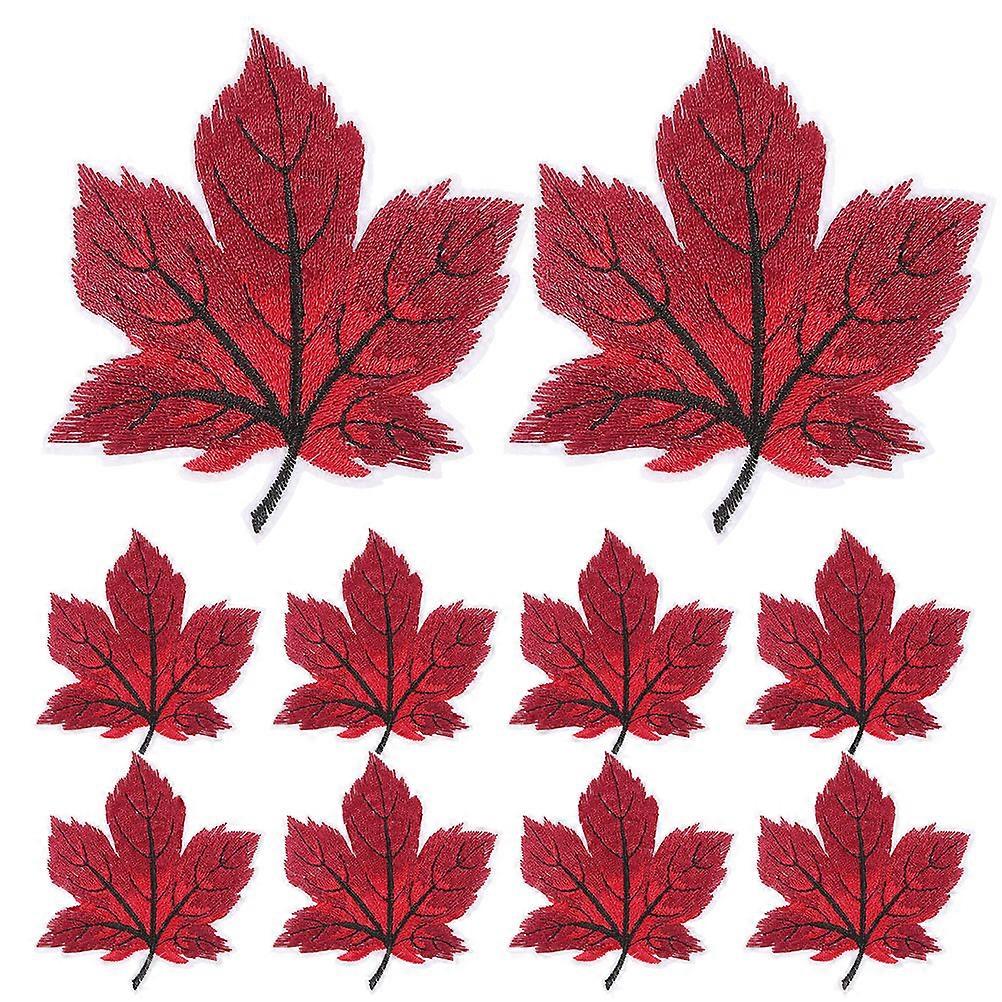 Maple Leaf Patches Embroidered Sewing Applique Decoration Diy Craft Dark .20X7.70X0.10Cm 12Set