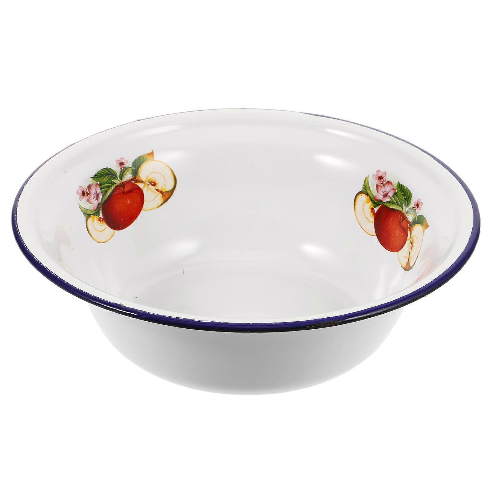 Enamel Dinnerware Fruit Basin For Home Decoration White Enamel 700ml 1Pcs