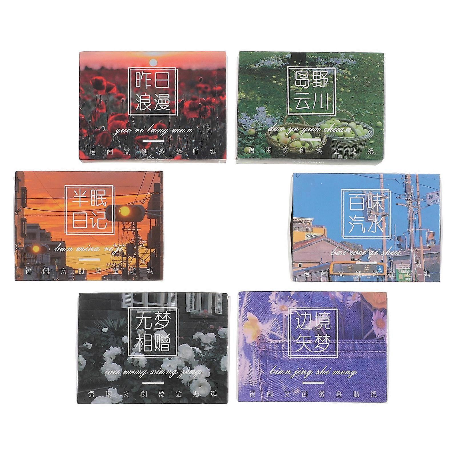 Small Letters Stickers Hand Account Decoration Multi-Colored Rectangular DIY Portable Easy to Stick and Store 6 Boxes