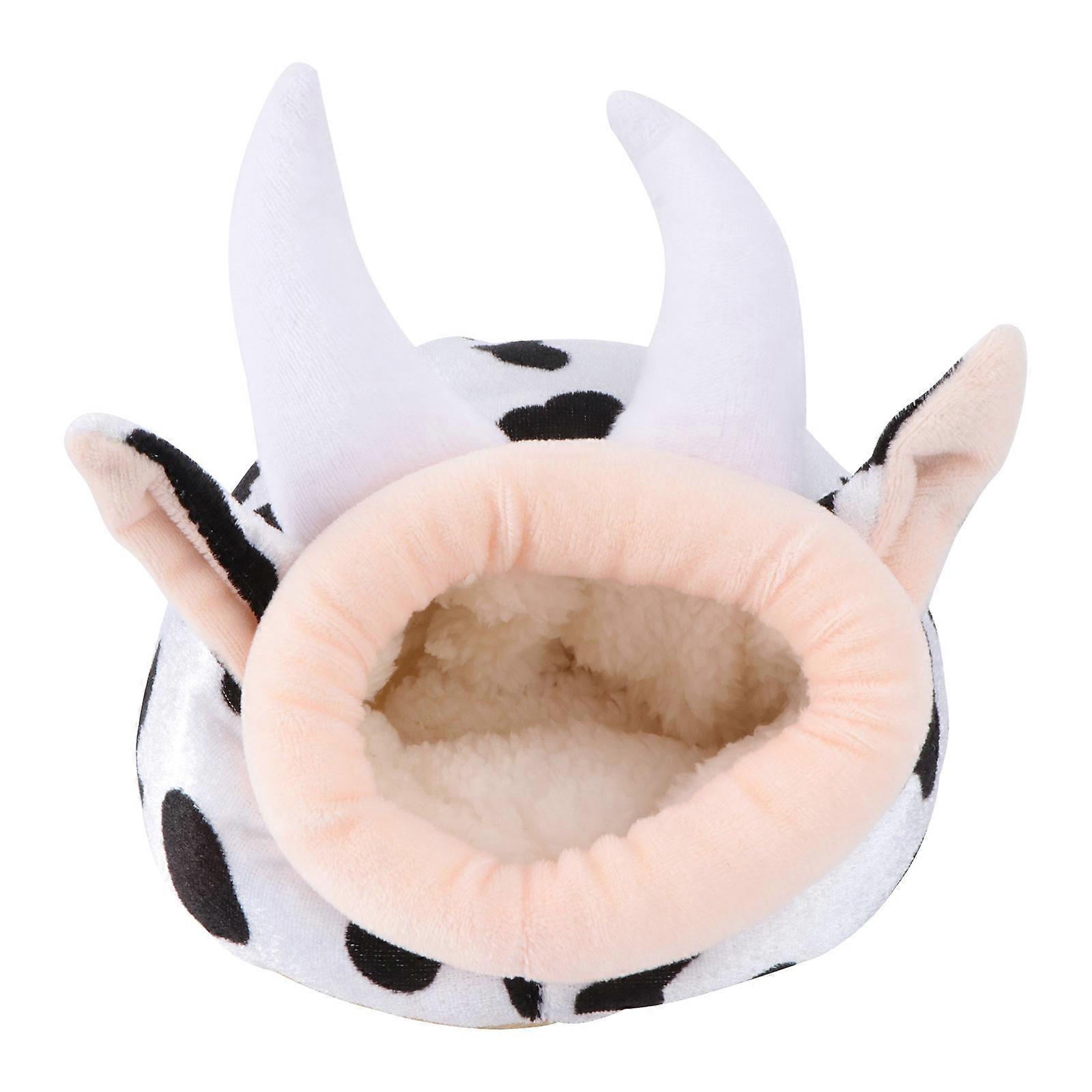 Cow Shaped Soft Warm Nest for Hamsters Guinea Pigs Comfortable Durable Pet House Breathable Material Cute Cartoon Design