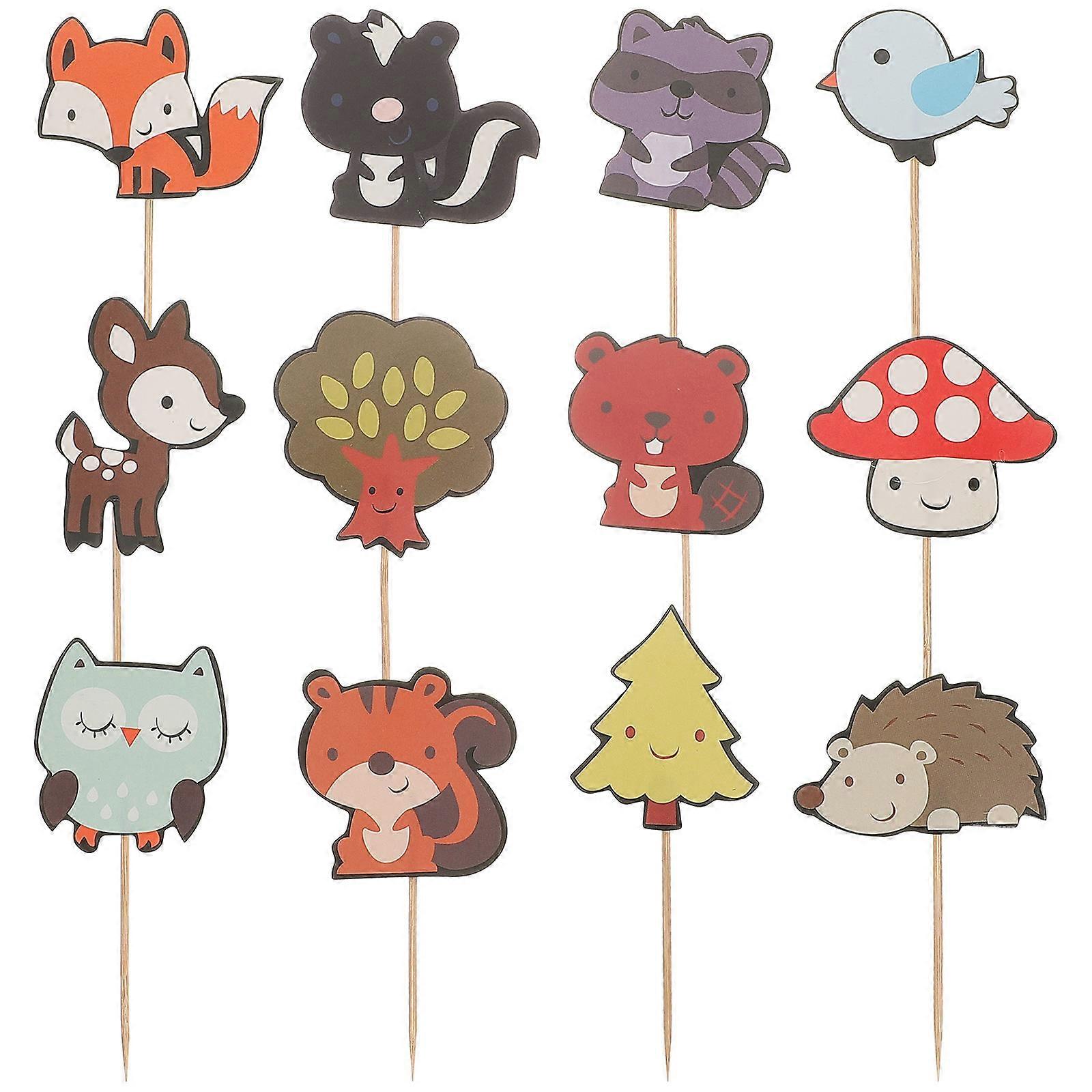 Animal Shape Cupcake Toppers Elephant Cake Topper Birthday Party Supplies Assorted Color 8.5x5.4cm Cake Decoration 60Pcs