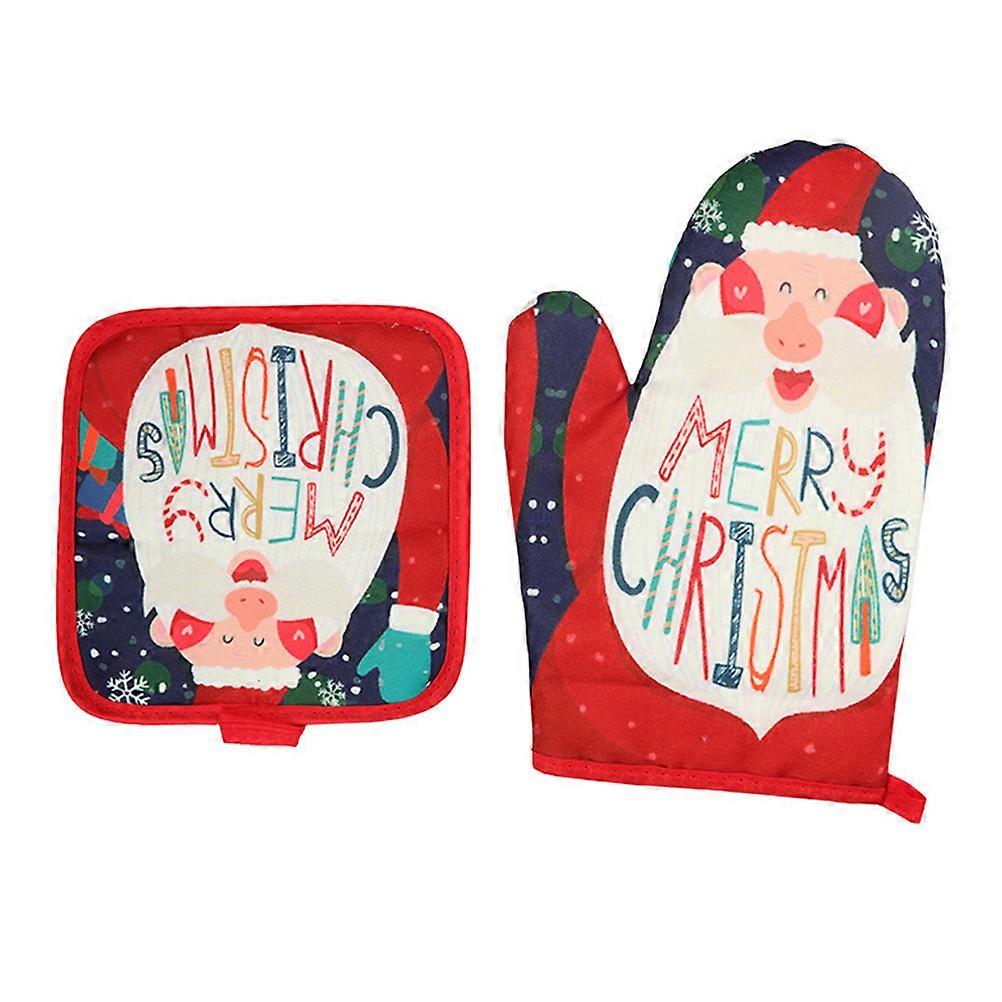 Matlagningsvantar Ugnshandskar Värmebeständig Fyrkantig Hög hållbarhet Jul 1Set