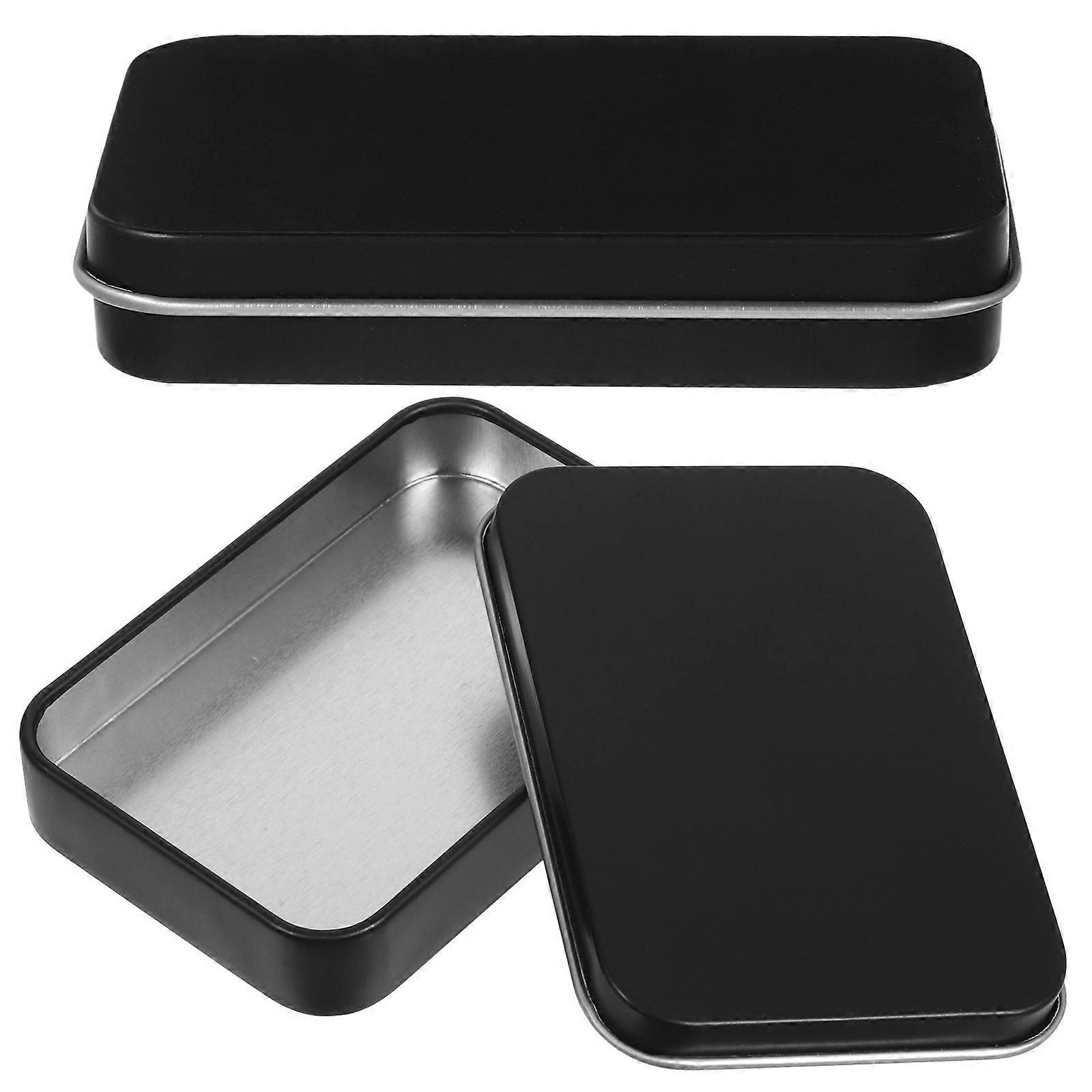 Box Small Tins with Lids for Outdoor Activities Tinplate Rectangular 2Set