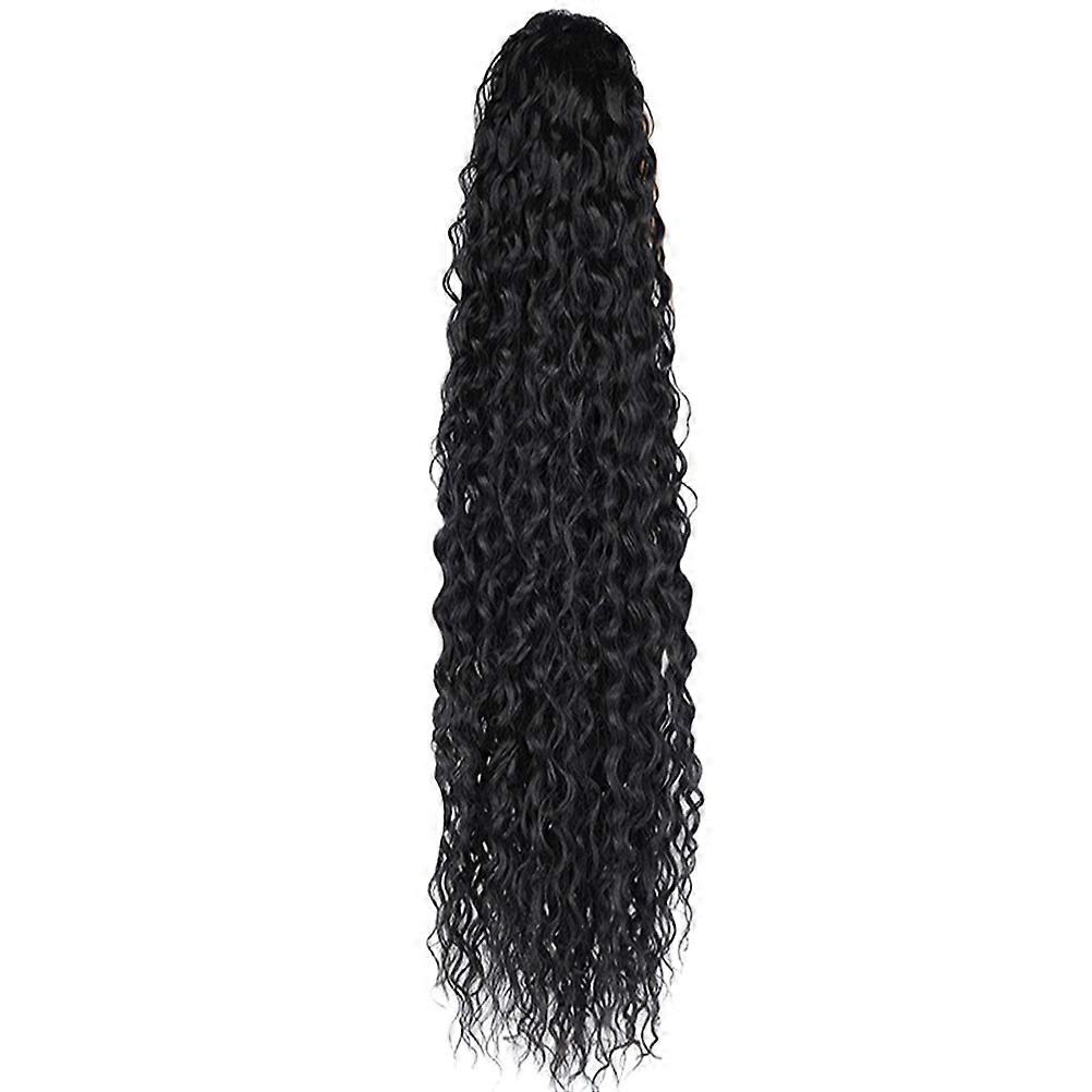Black Ponytail Extension Heat Resistant Wave Effect Classic Style Everyday Wear 75X8CM 1Pack
