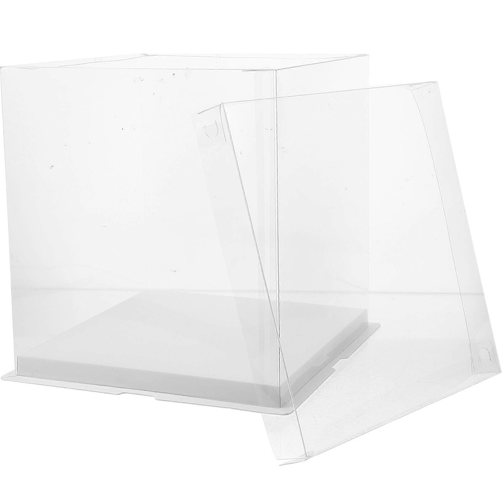 Small Cake Box Transparent Cake Packing Box Protection Display Square Simplicity Style For Donuts Family Use 5Pcs