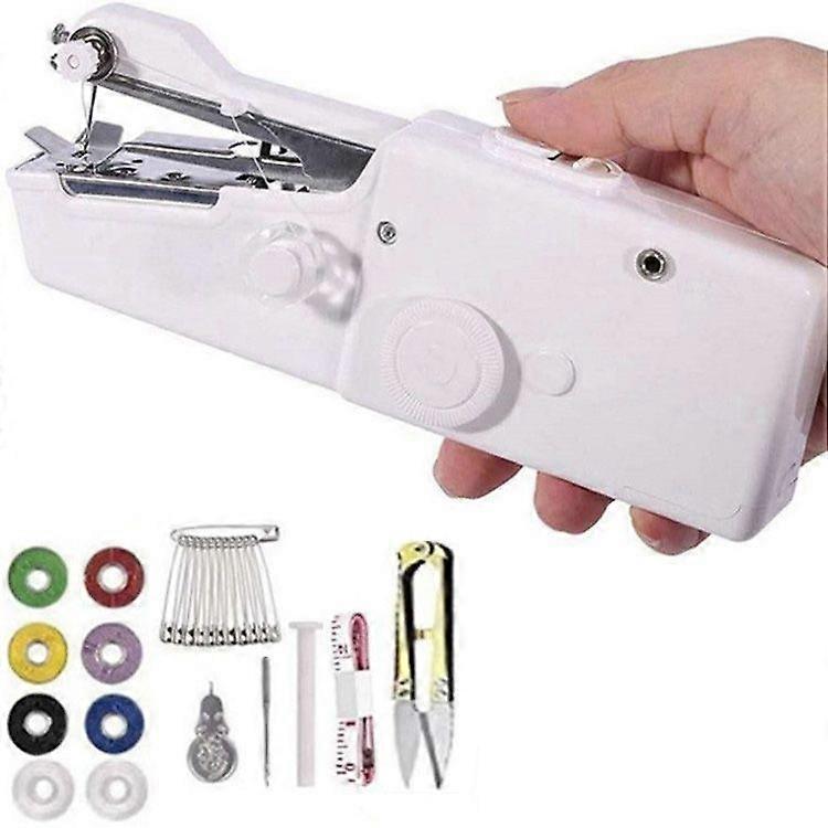 Handheld Sewing Machine, Mini Portable Cordless, Essential for Quick Home Sewing Crafts (White)