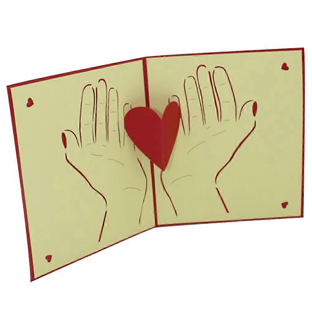 Mother S Day Card 3D Manual Paper Cut Heart Shape Greeting For Women Red 15x13cm Blessing 1Pack