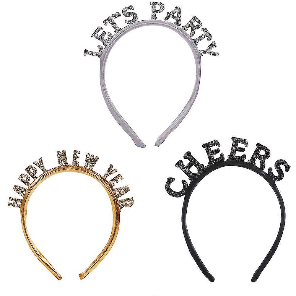 Photo Booth Props Hairbands New Year Party Assorted Color 16X12CM Simple Appearance 3Pcs