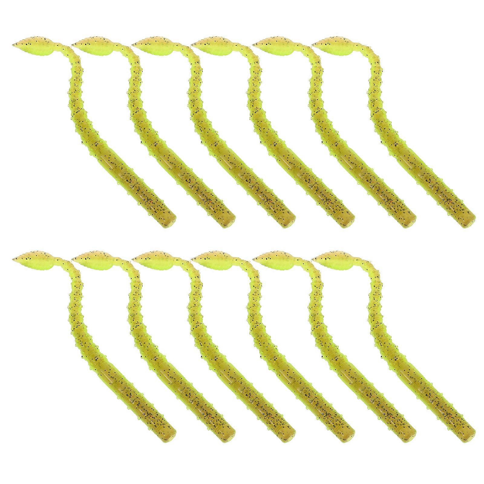 Artificial Bait Soft Fishing Lures Bass Fishing Baits Technology Small Size Green Brown Dual Color 15Pcs