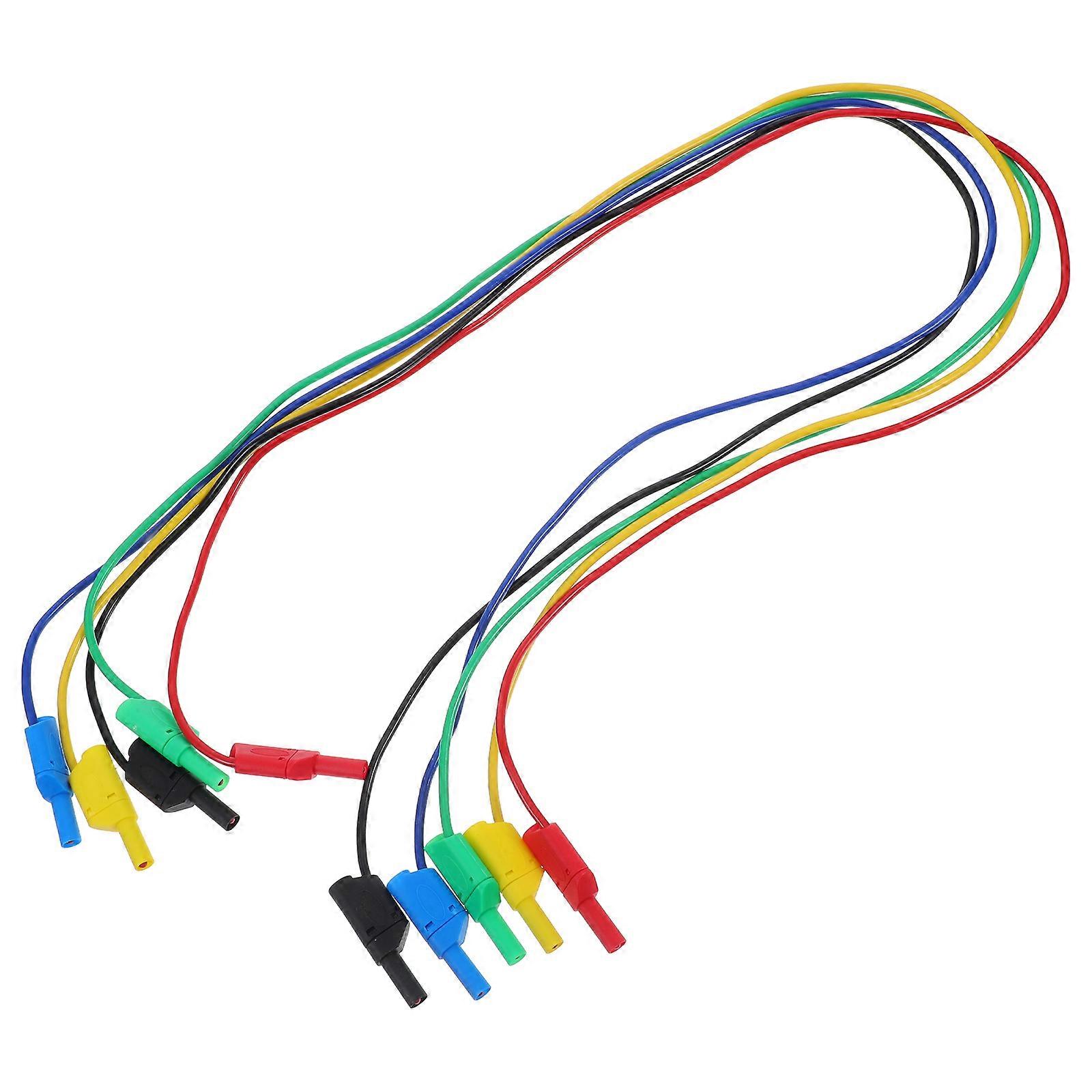 Banana Plug Cable Electric Testing Wire Connection Multimeter Testing Red 5Pcs
