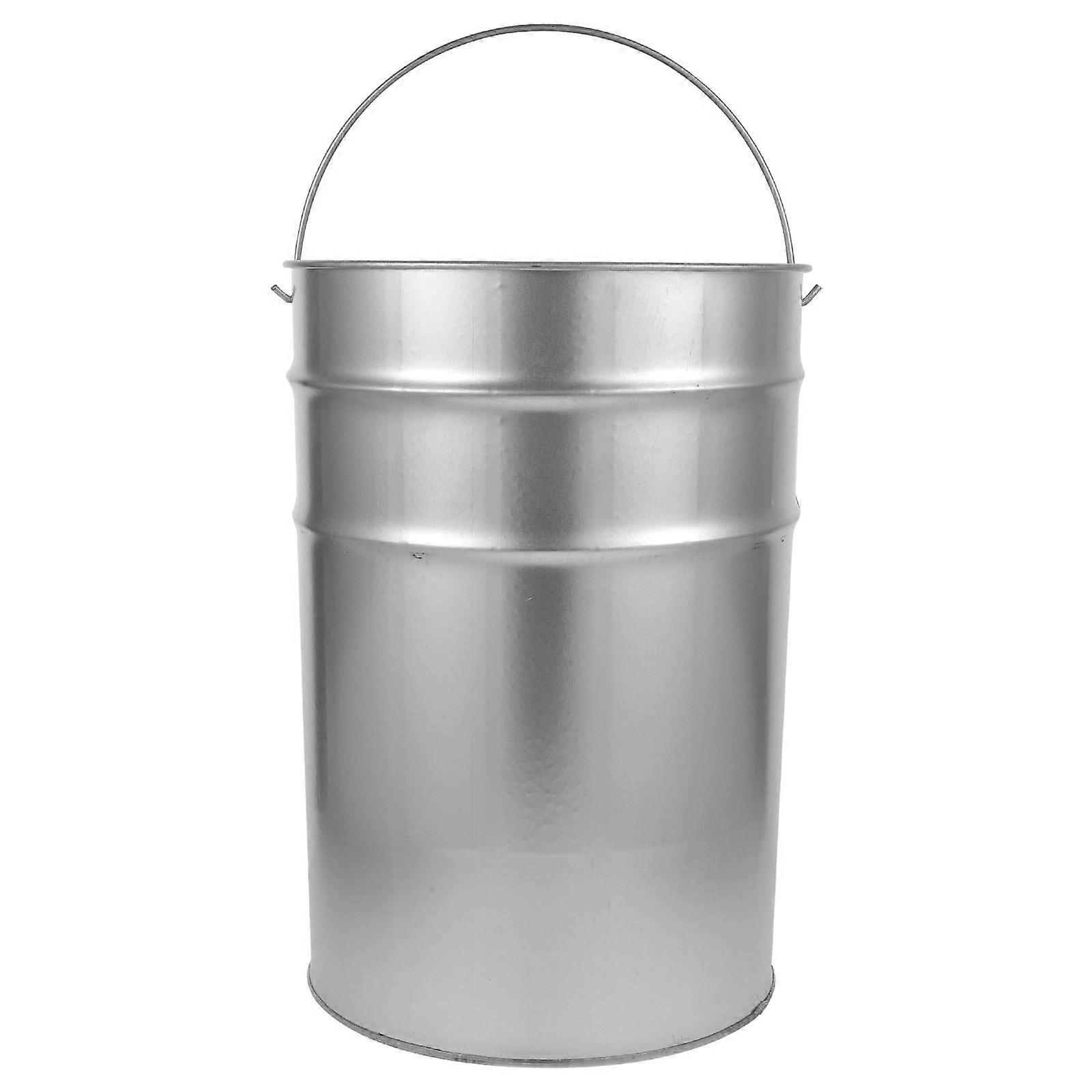 Small Metal Trash Can Outdoor Garbage Container Multipurpose Galvanized Iron Round Bottom Easy to Wash 1Set